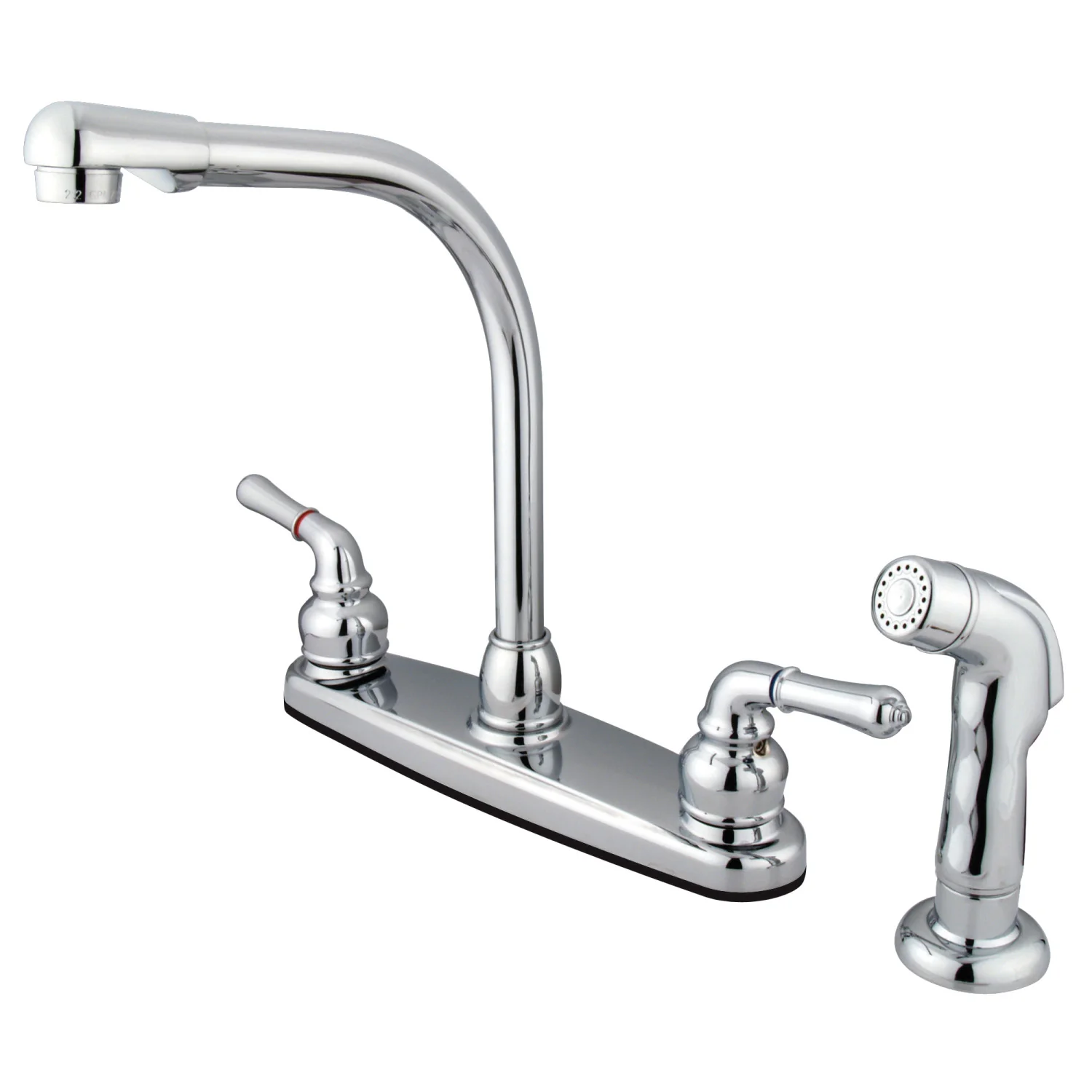 Kingston Tulare KB751SP - Magellan Two-Handle 4-Hole 8" Centerset Kitchen Faucet with Side Sprayer, Polished Chrome