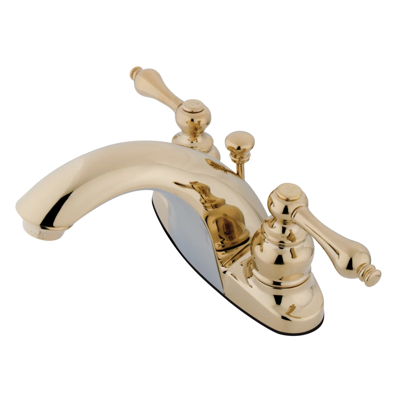 Kingston Heirloom KB7642AL - English Country Double-Handle 3-Hole Deck Mount 4-Inch Centerset Bathroom Faucet with Pop-Up Drain, Polished Brass