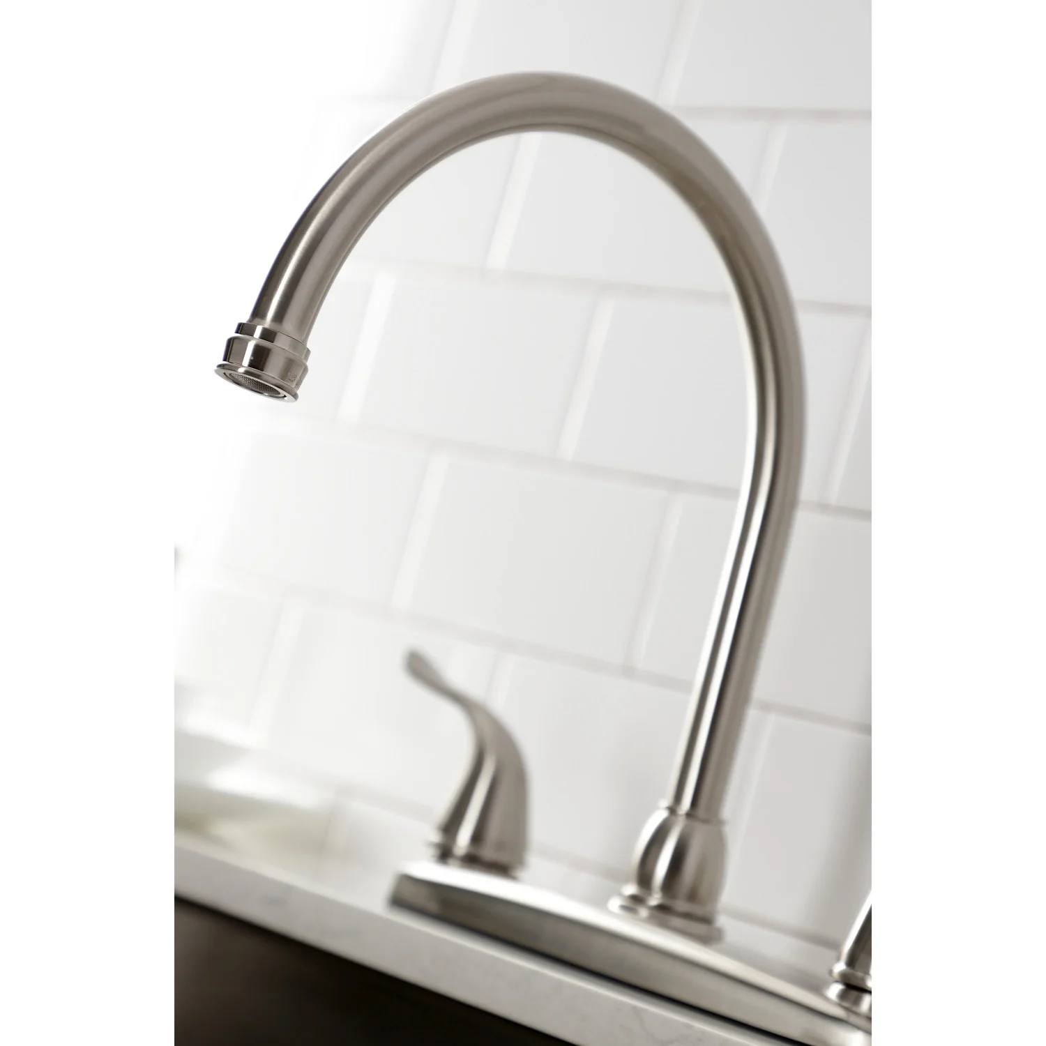 Kingston Tulare KB798YL - Yosemite Two-Handle 4-Hole 8" Centerset Kitchen Faucet with Side Sprayer, Brushed Nickel - Image 4