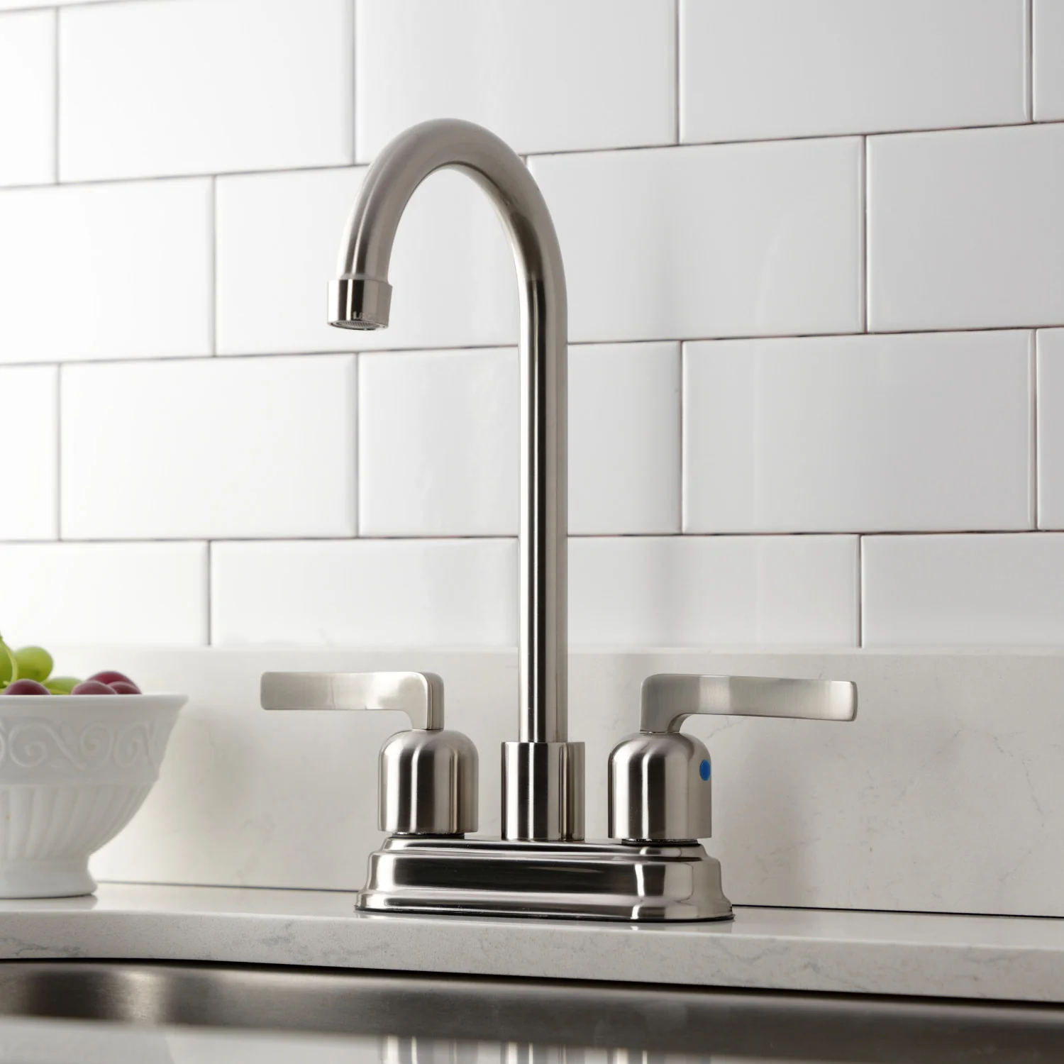Kingston Tulare KB8498EFL - Centurion Two-Handle 2-Hole Deck Mount Bar Faucet, Brushed Nickel - Image 2