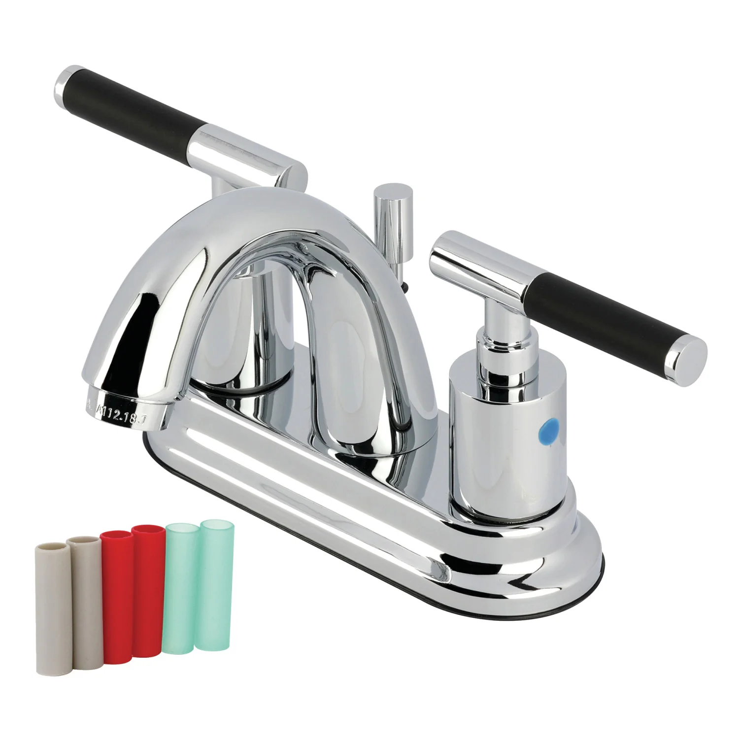 Kingston Tulare KB8611CKL - Kaiser Double-Handle 3-Hole Deck Mount 4-Inch Centerset Bathroom Faucet with Pop-Up Drain, Polished Chrome