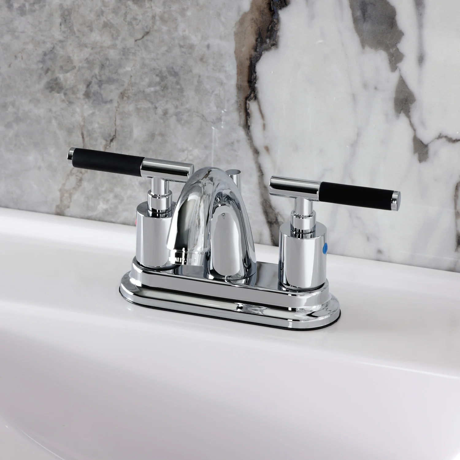 Kingston Tulare KB8611CKL - Kaiser Double-Handle 3-Hole Deck Mount 4-Inch Centerset Bathroom Faucet with Pop-Up Drain, Polished Chrome - Image 2