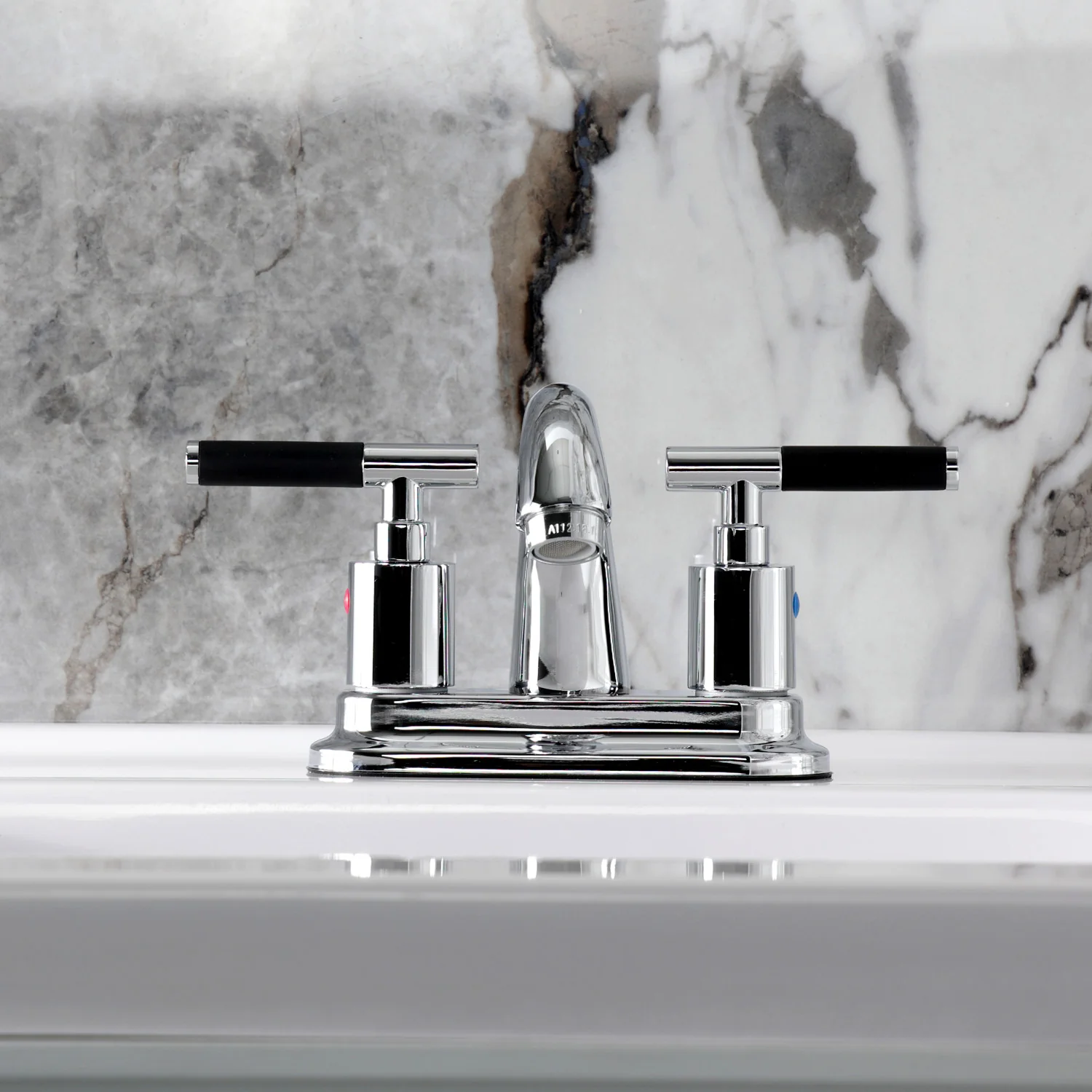 Kingston Tulare KB8611CKL - Kaiser Double-Handle 3-Hole Deck Mount 4-Inch Centerset Bathroom Faucet with Pop-Up Drain, Polished Chrome - Image 3