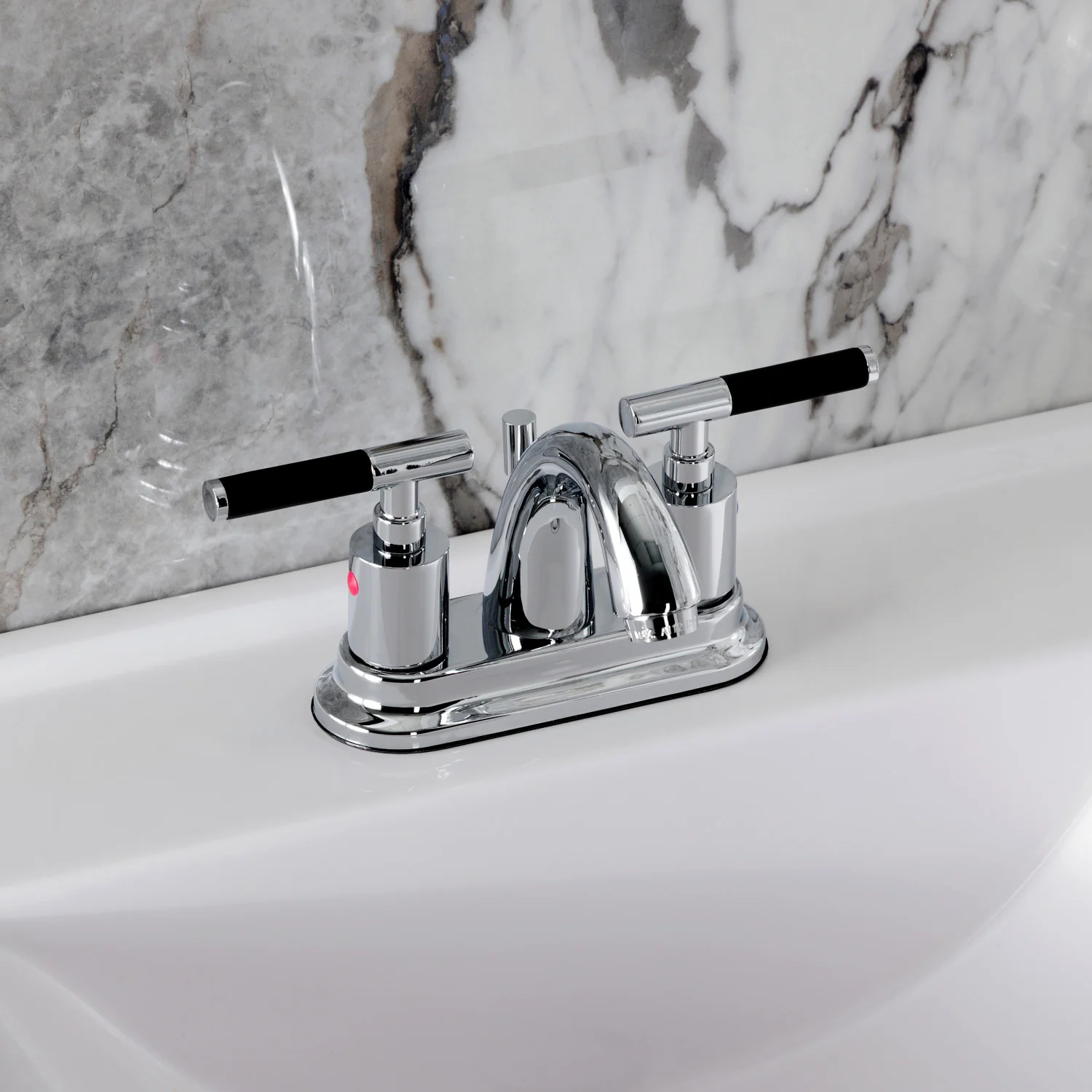 Kingston Tulare KB8611CKL - Kaiser Double-Handle 3-Hole Deck Mount 4-Inch Centerset Bathroom Faucet with Pop-Up Drain, Polished Chrome - Image 4