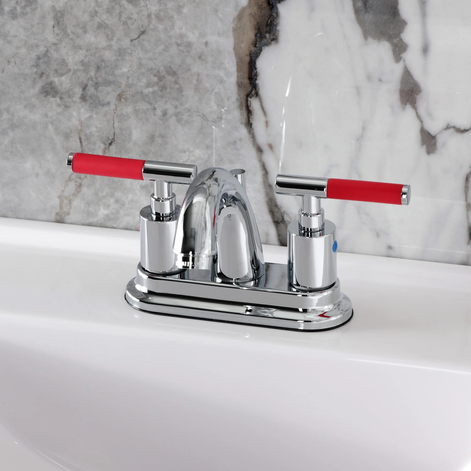 Kingston Tulare KB8611CKL - Kaiser Double-Handle 3-Hole Deck Mount 4-Inch Centerset Bathroom Faucet with Pop-Up Drain, Polished Chrome - Image 8