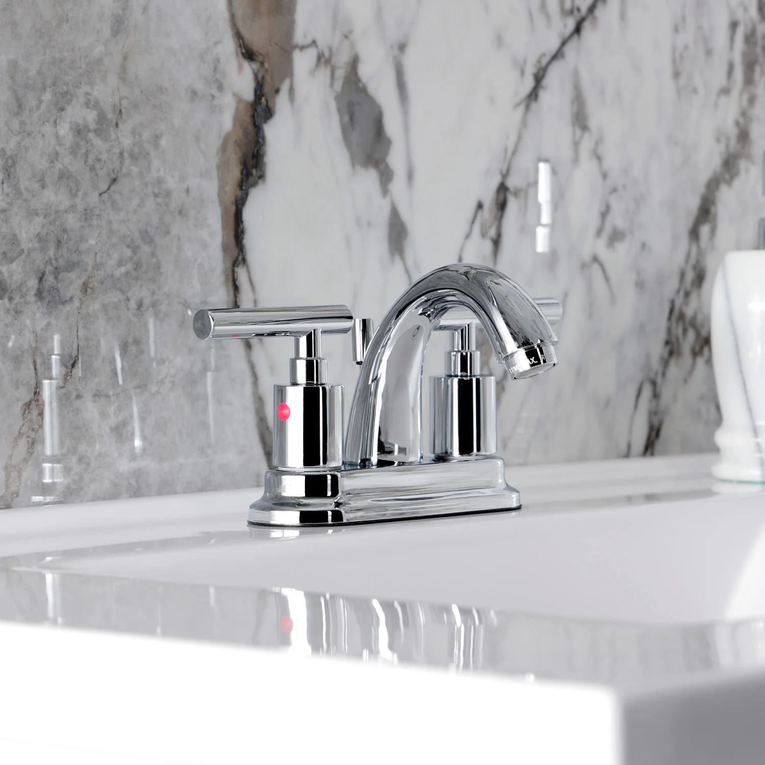 Kingston Tulare KB8611CML - Manhattan Double-Handle 3-Hole Deck Mount 4-Inch Centerset Bathroom Faucet with Pop-Up Drain, Polished Chrome - Image 5