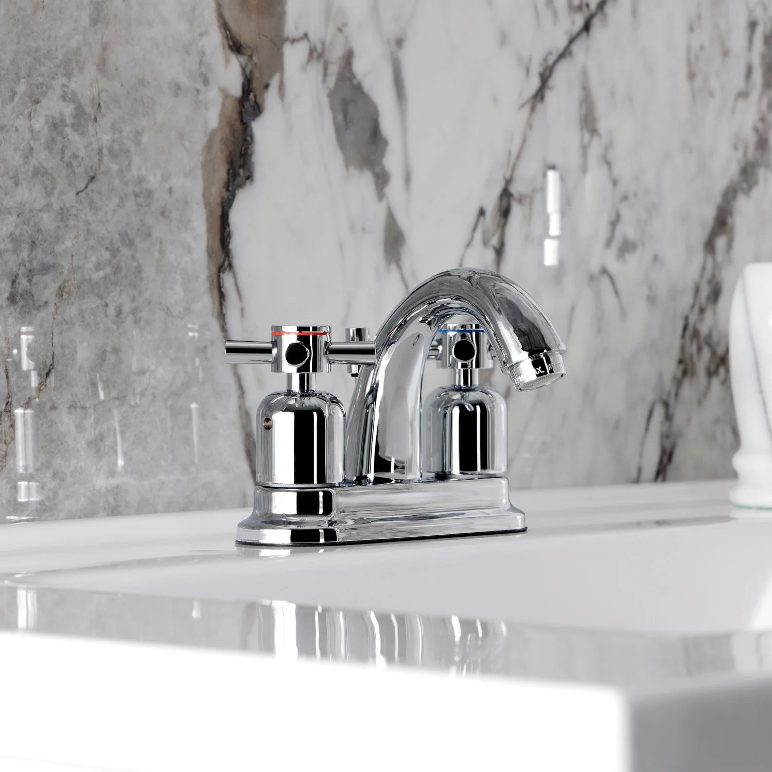 Kingston Tulare KB8611DX - Concord Double-Handle 3-Hole Deck Mount 4-Inch Centerset Bathroom Faucet with Pop-Up Drain, Polished Chrome - Image 5