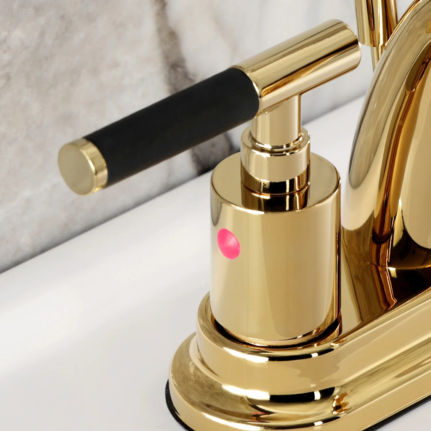 Kingston Tulare KB8612CKL - Kaiser Double-Handle 3-Hole Deck Mount 4-Inch Centerset Bathroom Faucet with Pop-Up Drain, Polished Brass - Image 10