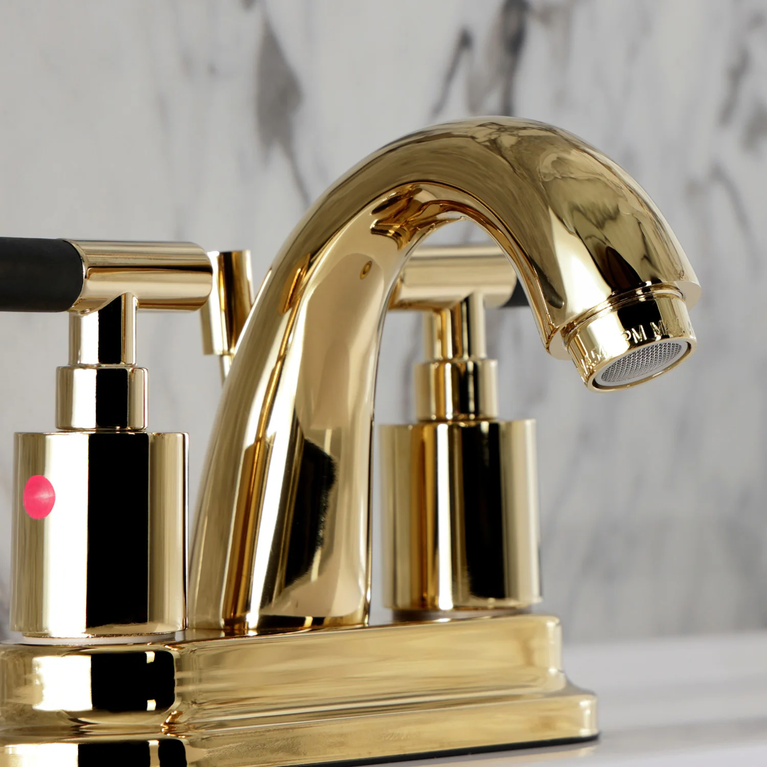 Kingston Tulare KB8612CKL - Kaiser Double-Handle 3-Hole Deck Mount 4-Inch Centerset Bathroom Faucet with Pop-Up Drain, Polished Brass - Image 9