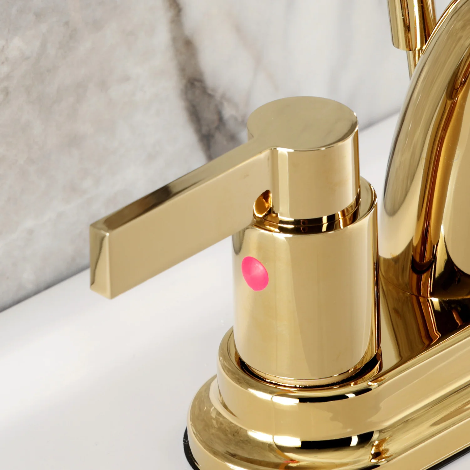 Kingston Tulare KB8612NDL - NuvoFusion Double-Handle 3-Hole Deck Mount 4-Inch Centerset Bathroom Faucet with Pop-Up Drain, Polished Brass - Image 7