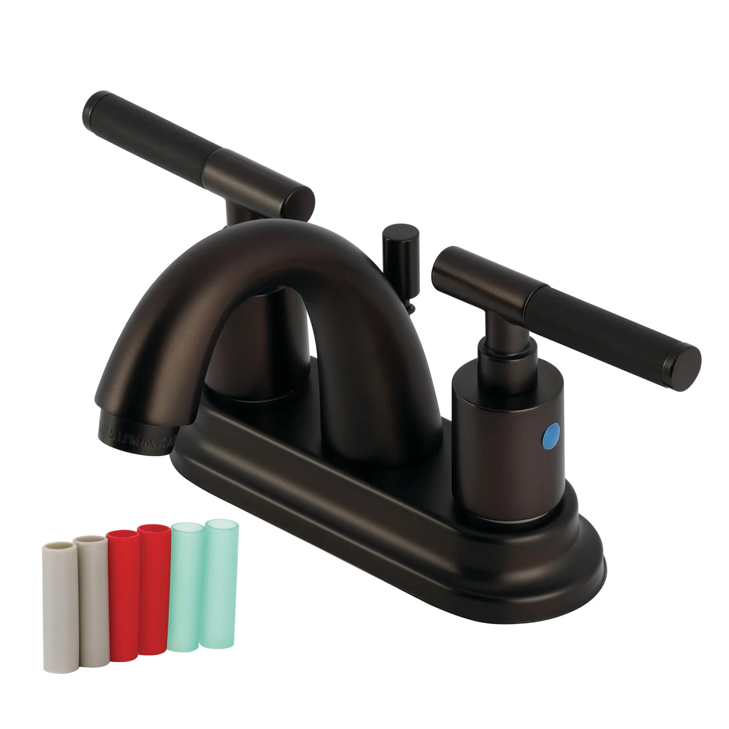 Kingston Tulare KB8615CKL - Kaiser Double-Handle 3-Hole Deck Mount 4-Inch Centerset Bathroom Faucet with Pop-Up Drain, Oil Rubbed Bronze