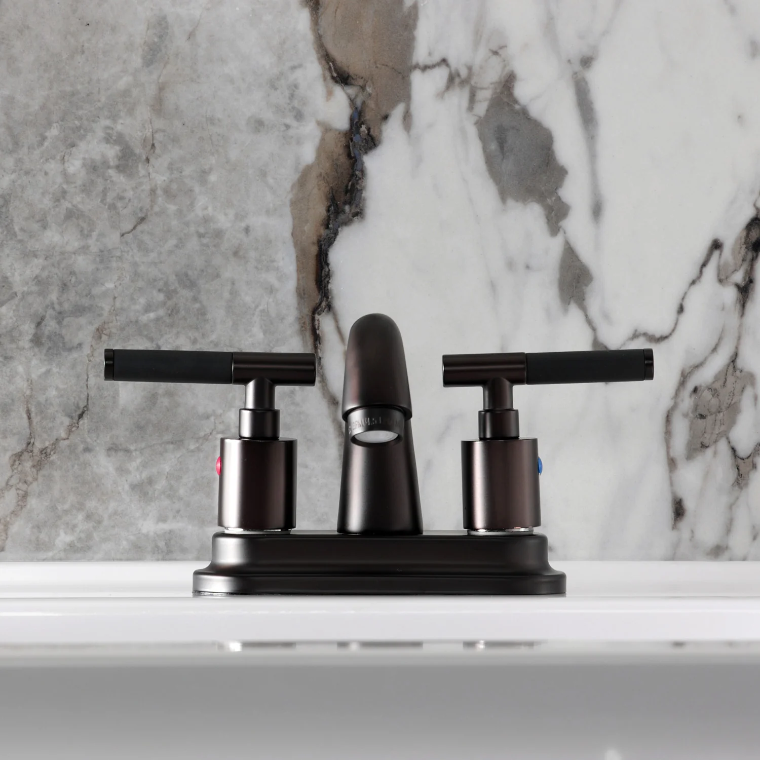 Kingston Tulare KB8615CKL - Kaiser Double-Handle 3-Hole Deck Mount 4-Inch Centerset Bathroom Faucet with Pop-Up Drain, Oil Rubbed Bronze - Image 3