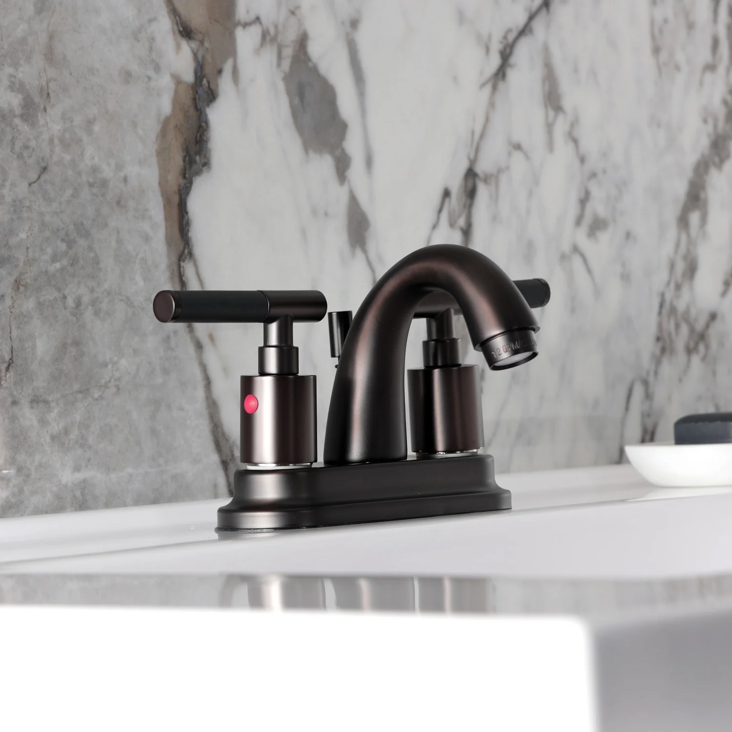 Kingston Tulare KB8615CKL - Kaiser Double-Handle 3-Hole Deck Mount 4-Inch Centerset Bathroom Faucet with Pop-Up Drain, Oil Rubbed Bronze - Image 5