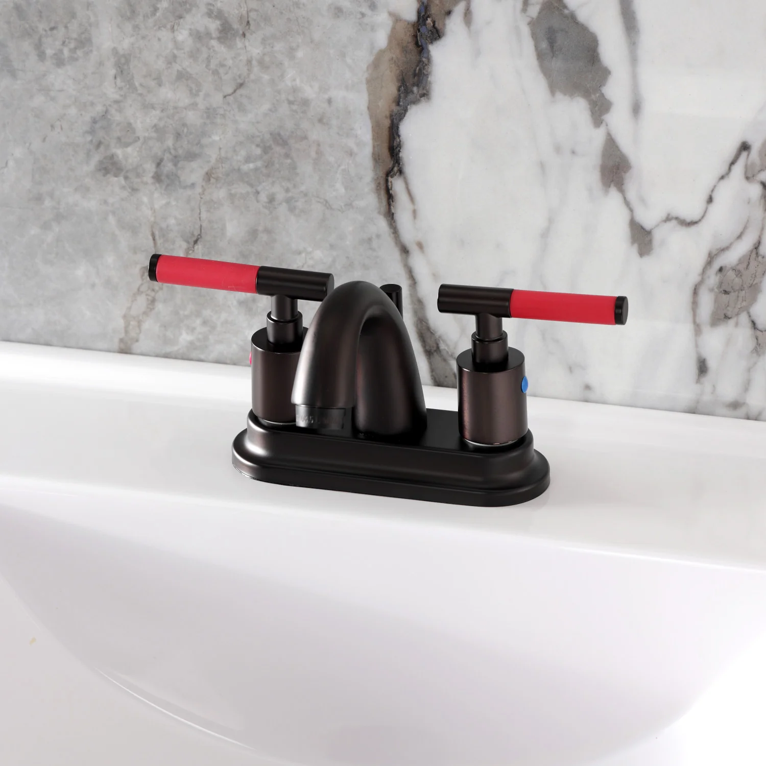 Kingston Tulare KB8615CKL - Kaiser Double-Handle 3-Hole Deck Mount 4-Inch Centerset Bathroom Faucet with Pop-Up Drain, Oil Rubbed Bronze - Image 8