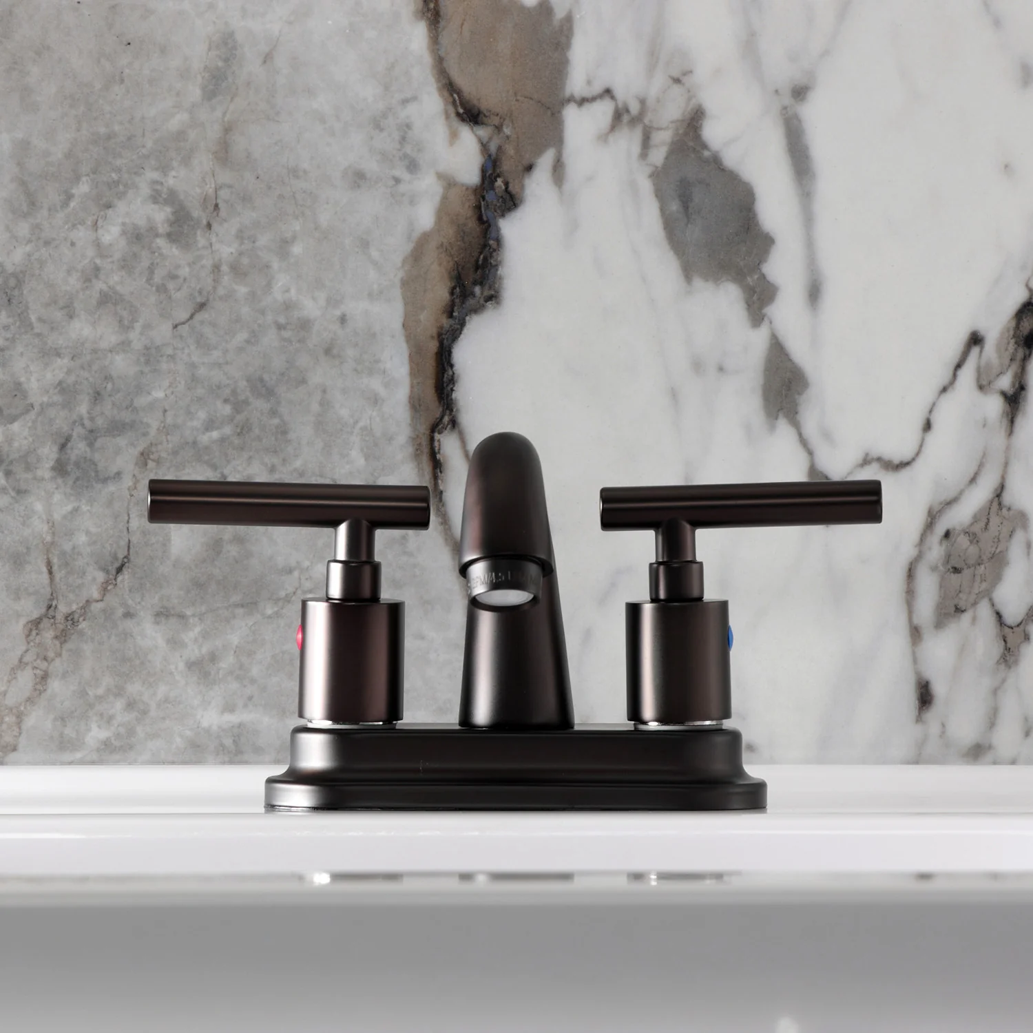 Kingston Tulare KB8615CML - Manhattan Double-Handle 3-Hole Deck Mount 4-Inch Centerset Bathroom Faucet with Pop-Up Drain, Oil Rubbed Bronze - Image 3