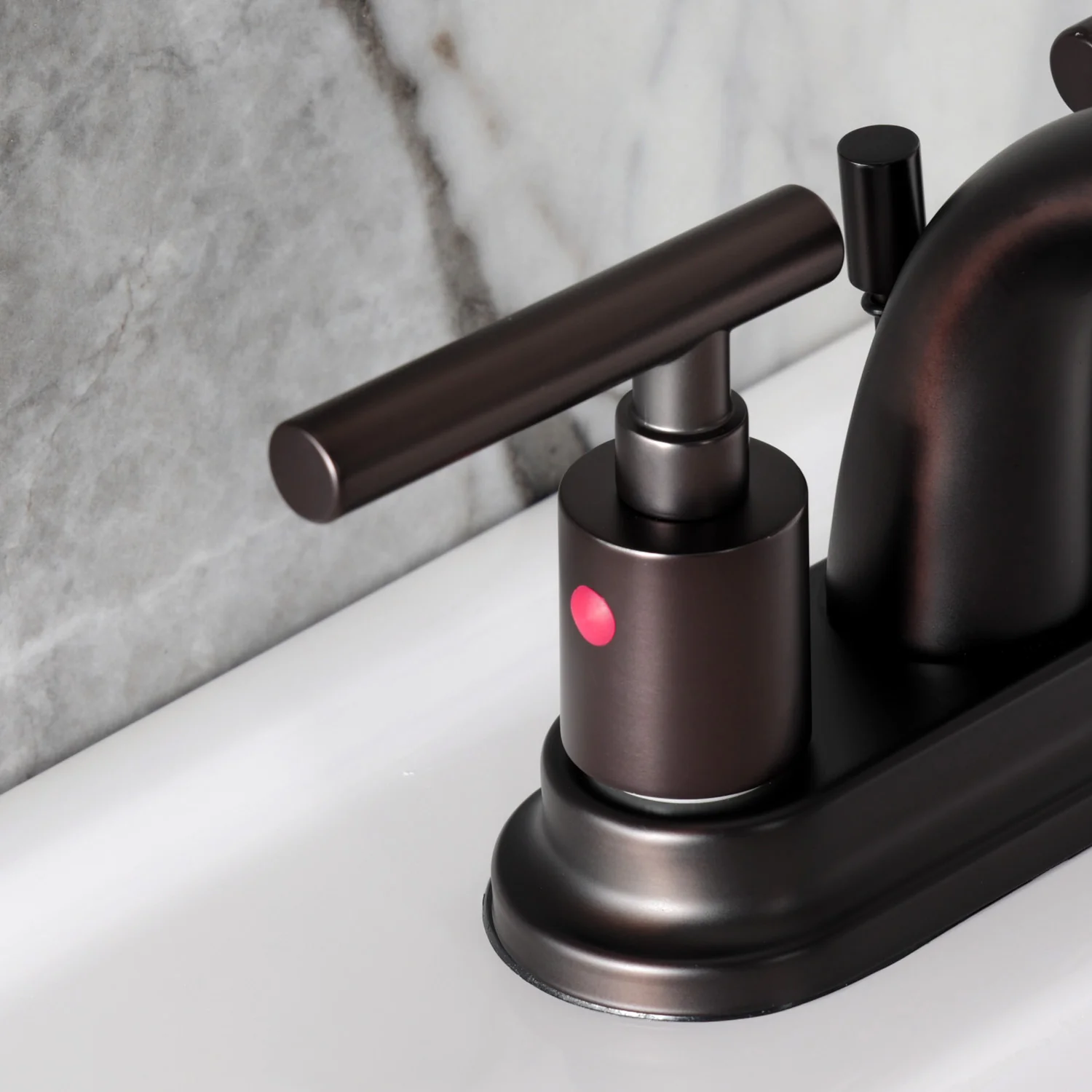 Kingston Tulare KB8615CML - Manhattan Double-Handle 3-Hole Deck Mount 4-Inch Centerset Bathroom Faucet with Pop-Up Drain, Oil Rubbed Bronze - Image 7