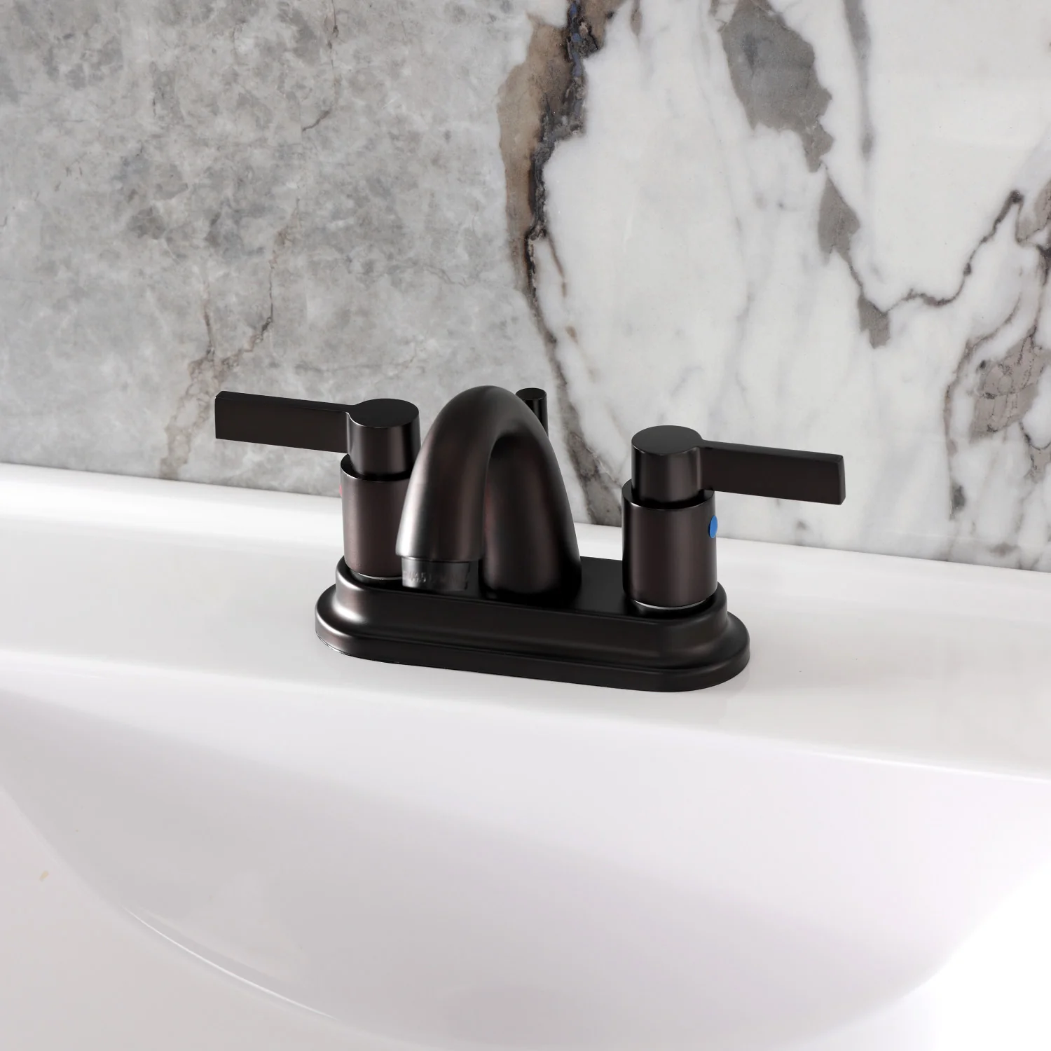 Kingston Tulare KB8615NDL - NuvoFusion Double-Handle 3-Hole Deck Mount 4-Inch Centerset Bathroom Faucet with Pop-Up Drain, Oil Rubbed Bronze - Image 2