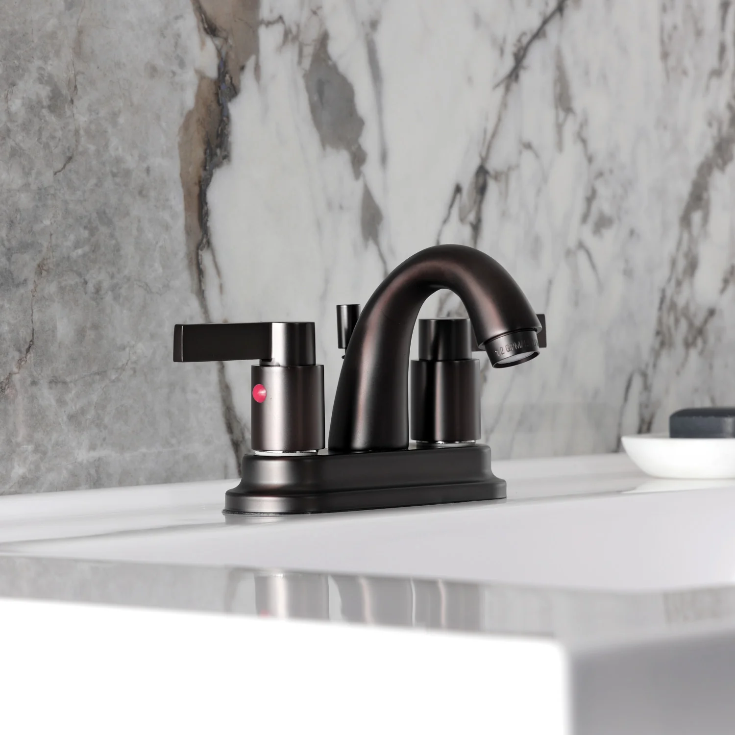 Kingston Tulare KB8615NDL - NuvoFusion Double-Handle 3-Hole Deck Mount 4-Inch Centerset Bathroom Faucet with Pop-Up Drain, Oil Rubbed Bronze - Image 5