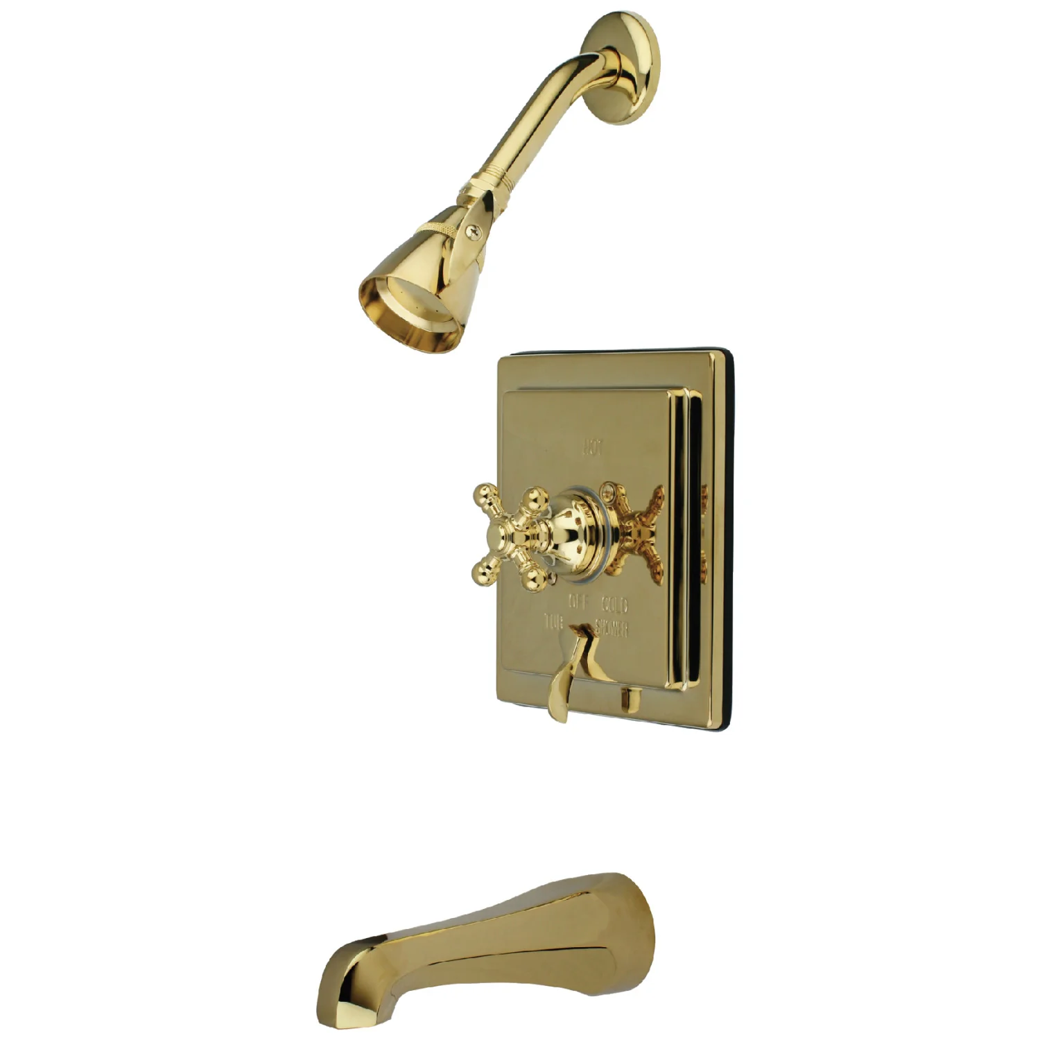 Kingston Tulare KB86524BX - English Vintage Single-Handle Pressure Balanced Tub and Shower Faucet, Polished Brass