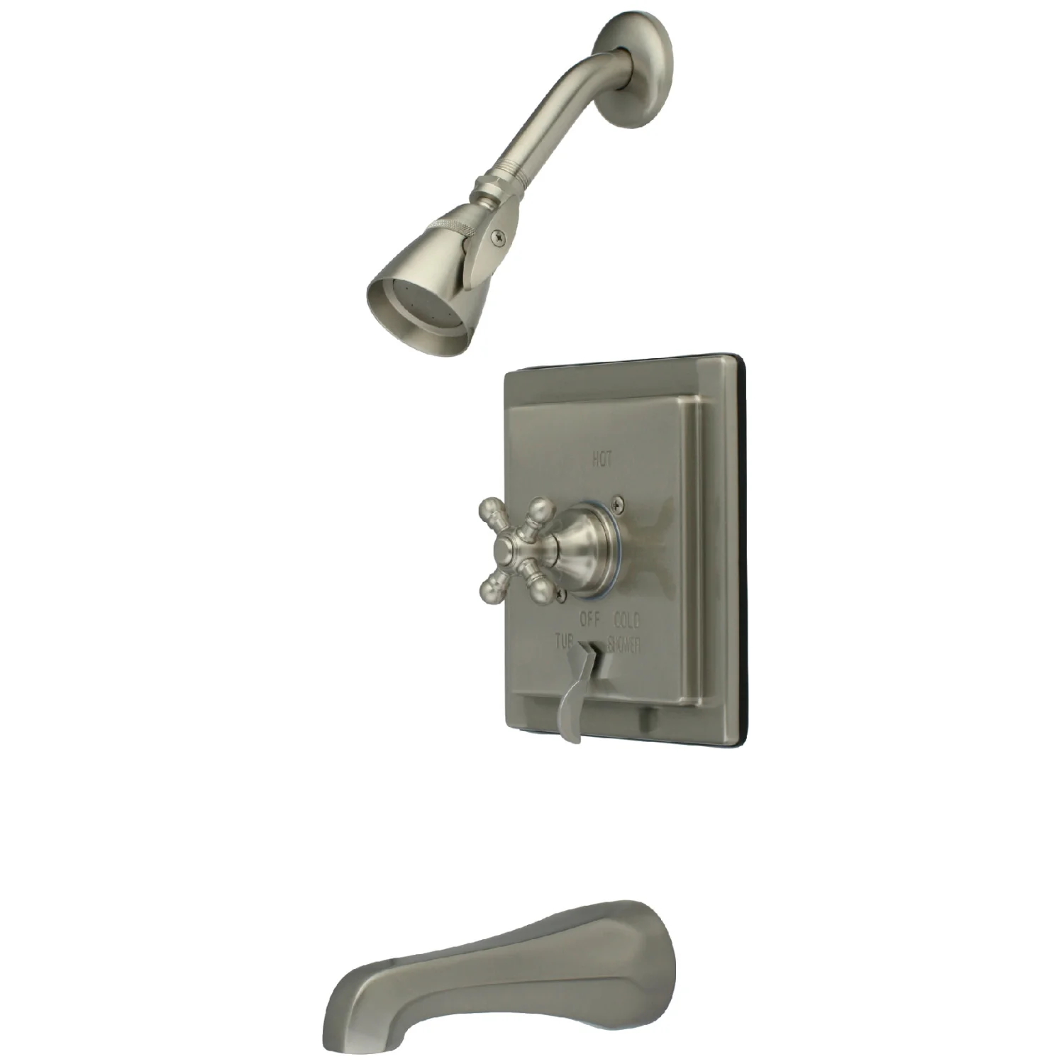 Kingston Tulare KB86584BX - English Vintage Single-Handle Pressure Balanced Tub and Shower Faucet, Brushed Nickel