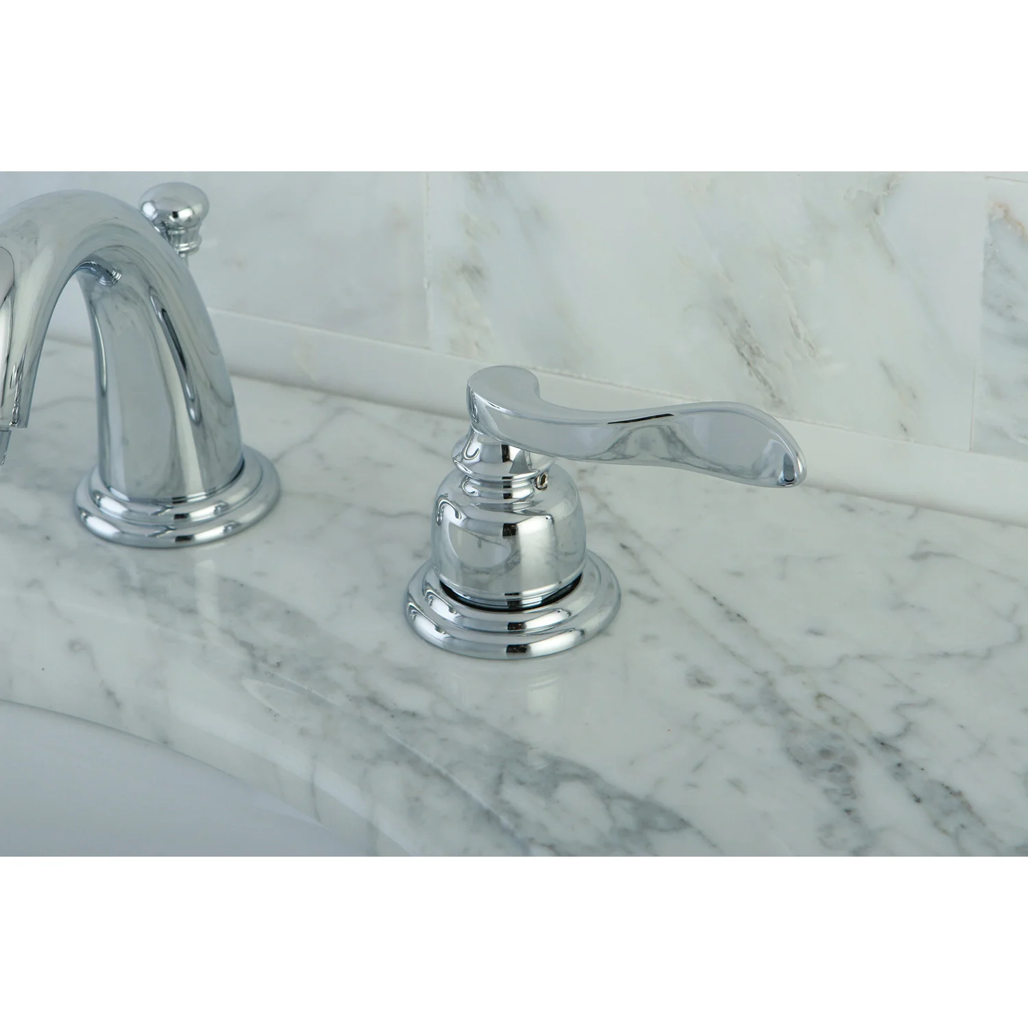 Kingston Tulare KB8911NFL - NuWave French Two-Handle 3-Hole Deck Mount Widespread Bathroom Faucet with Pop-Up Drain, Polished Chrome - Image 2
