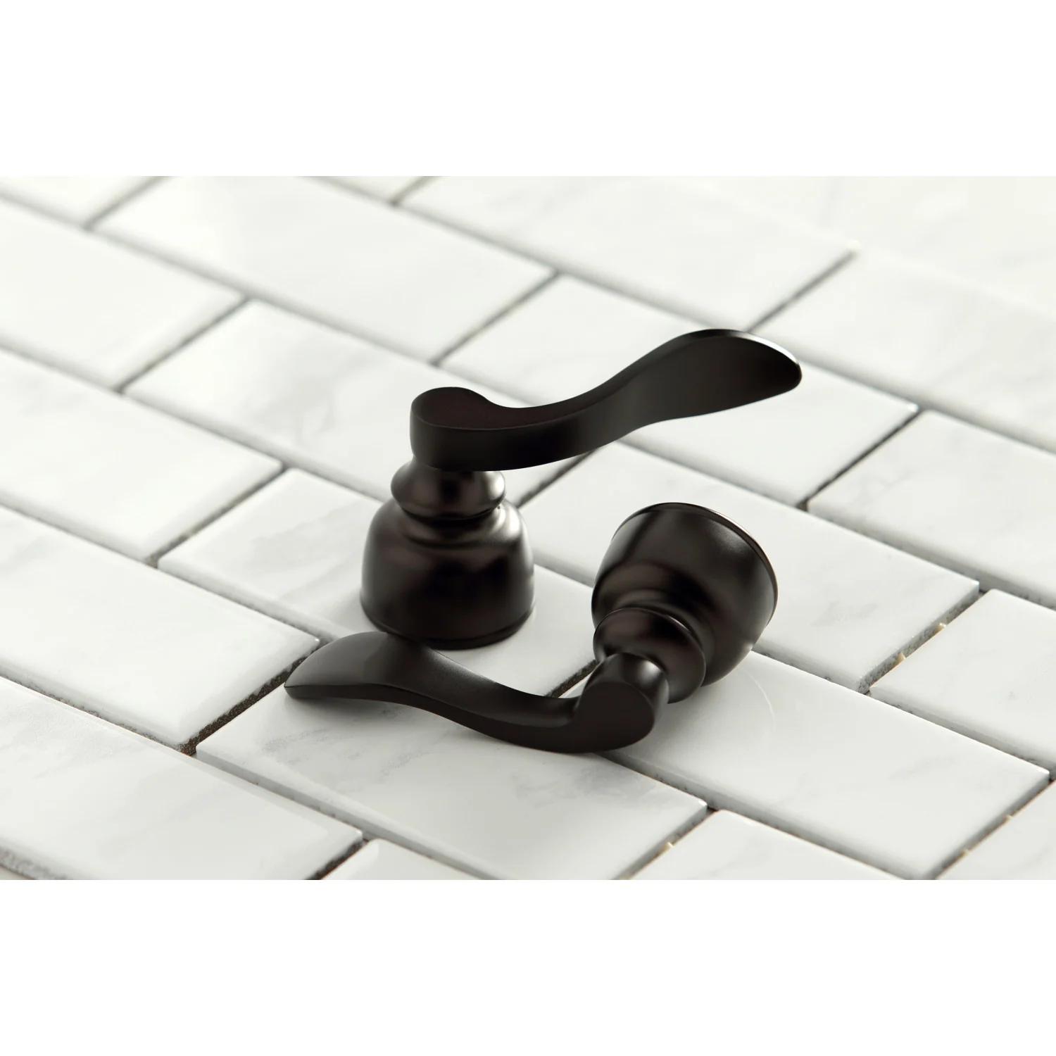 Kingston Tulare KB8915NFL - NuWave French Two-Handle 3-Hole Deck Mount Widespread Bathroom Faucet with Pop-Up Drain, Oil Rubbed Bronze - Image 4