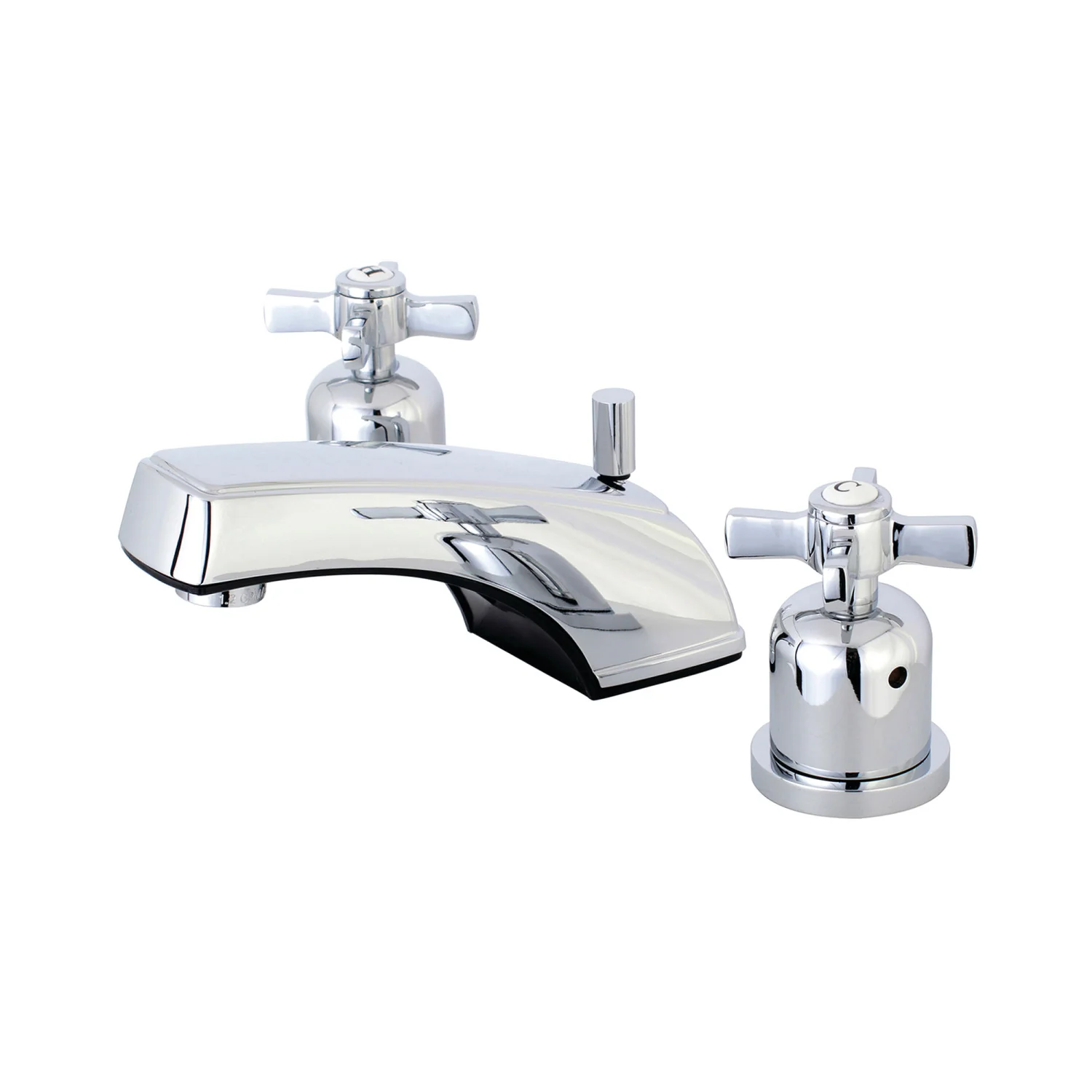 Kingston Tulare KB8921ZX - Millennium Two-Handle 3-Hole Deck Mount Widespread Bathroom Faucet with Pop-Up Drain, Polished Chrome