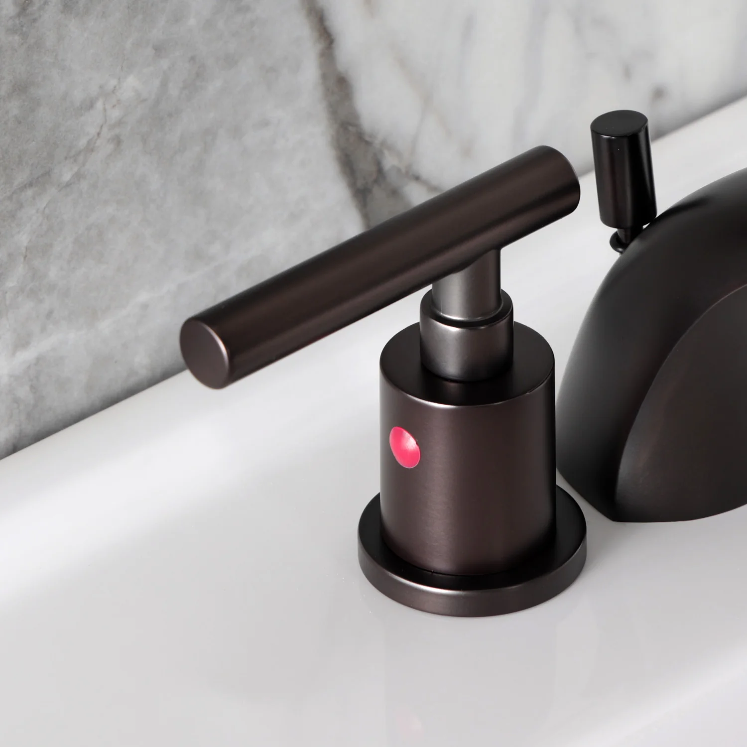 Kingston Tulare KB8955CML - Manhattan Two-Handle 3-Hole Deck Mount Mini-Widespread Bathroom Faucet with Pop-Up Drain, Oil Rubbed Bronze - Image 7