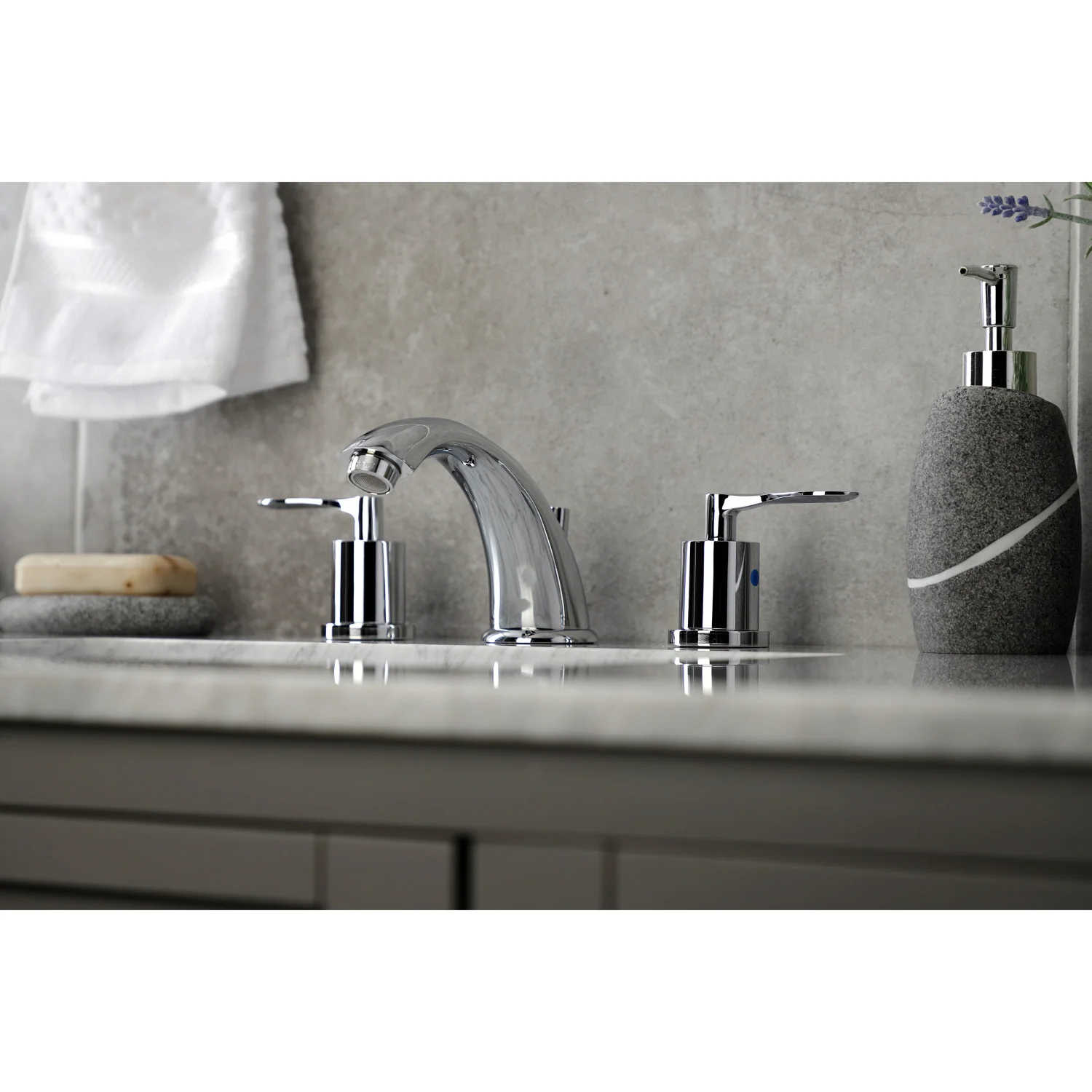 Kingston Tulare KB8961SVL - Serena Two-Handle 3-Hole Deck Mount Widespread Bathroom Faucet with Pop-Up Drain, Polished Chrome - Image 4