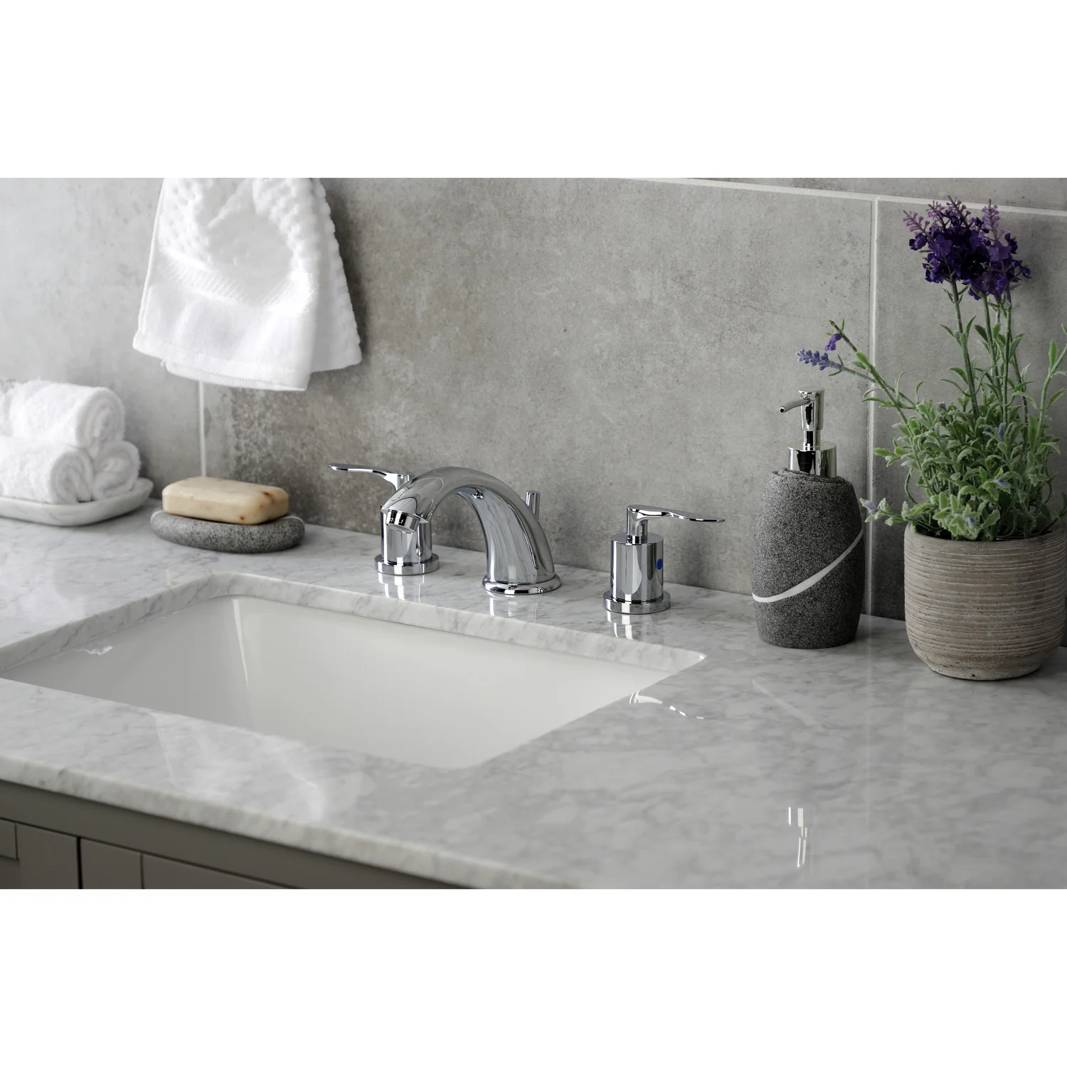 Kingston Tulare KB8961SVL - Serena Two-Handle 3-Hole Deck Mount Widespread Bathroom Faucet with Pop-Up Drain, Polished Chrome - Image 5