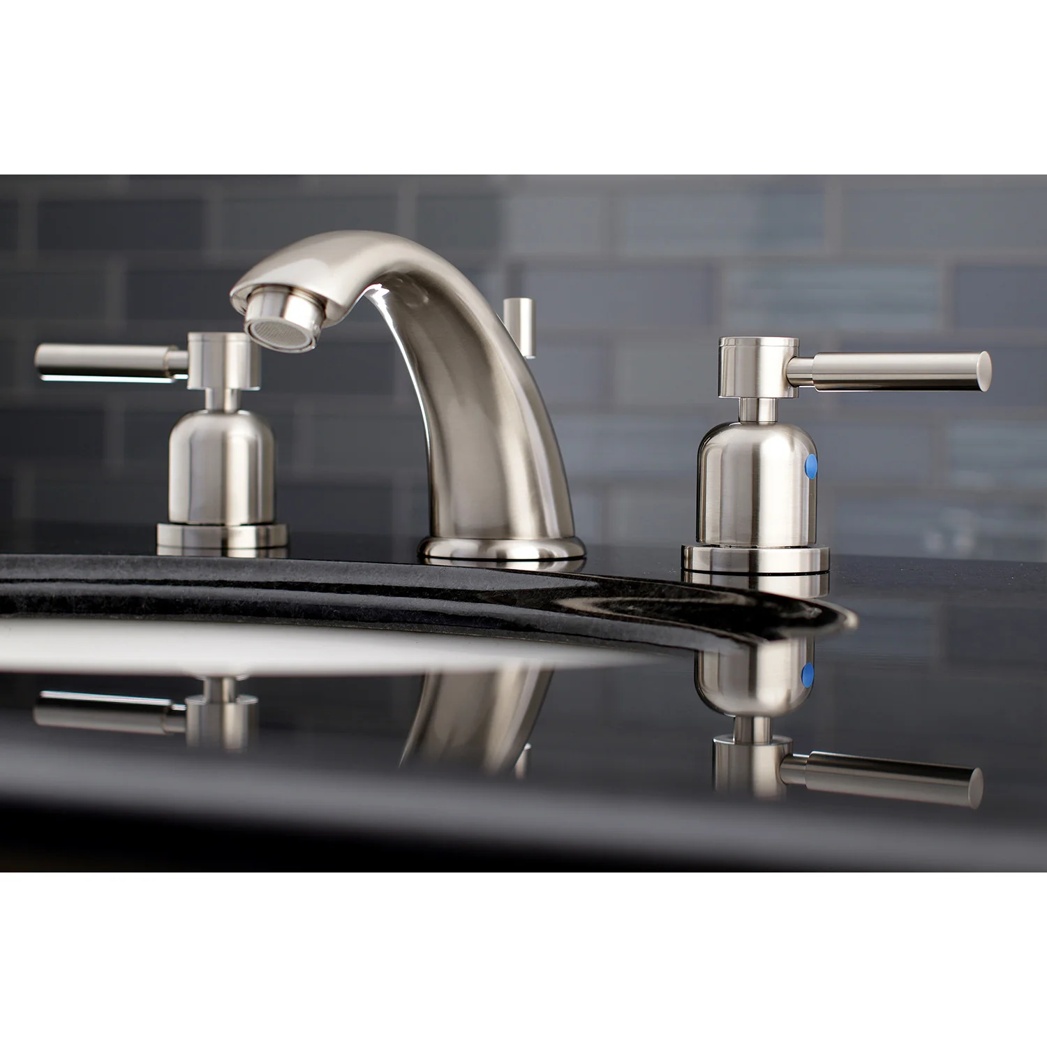 Kingston Tulare KB8968DL - Concord Two-Handle 3-Hole Deck Mount Widespread Bathroom Faucet with Pop-Up Drain, Brushed Nickel - Image 2