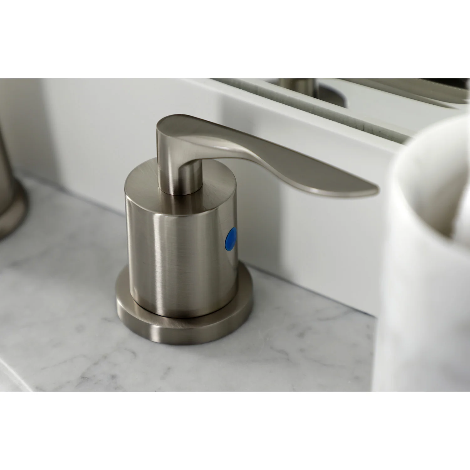 Kingston Tulare KB8968SVL - Serena Two-Handle 3-Hole Deck Mount Widespread Bathroom Faucet with Pop-Up Drain, Brushed Nickel - Image 2