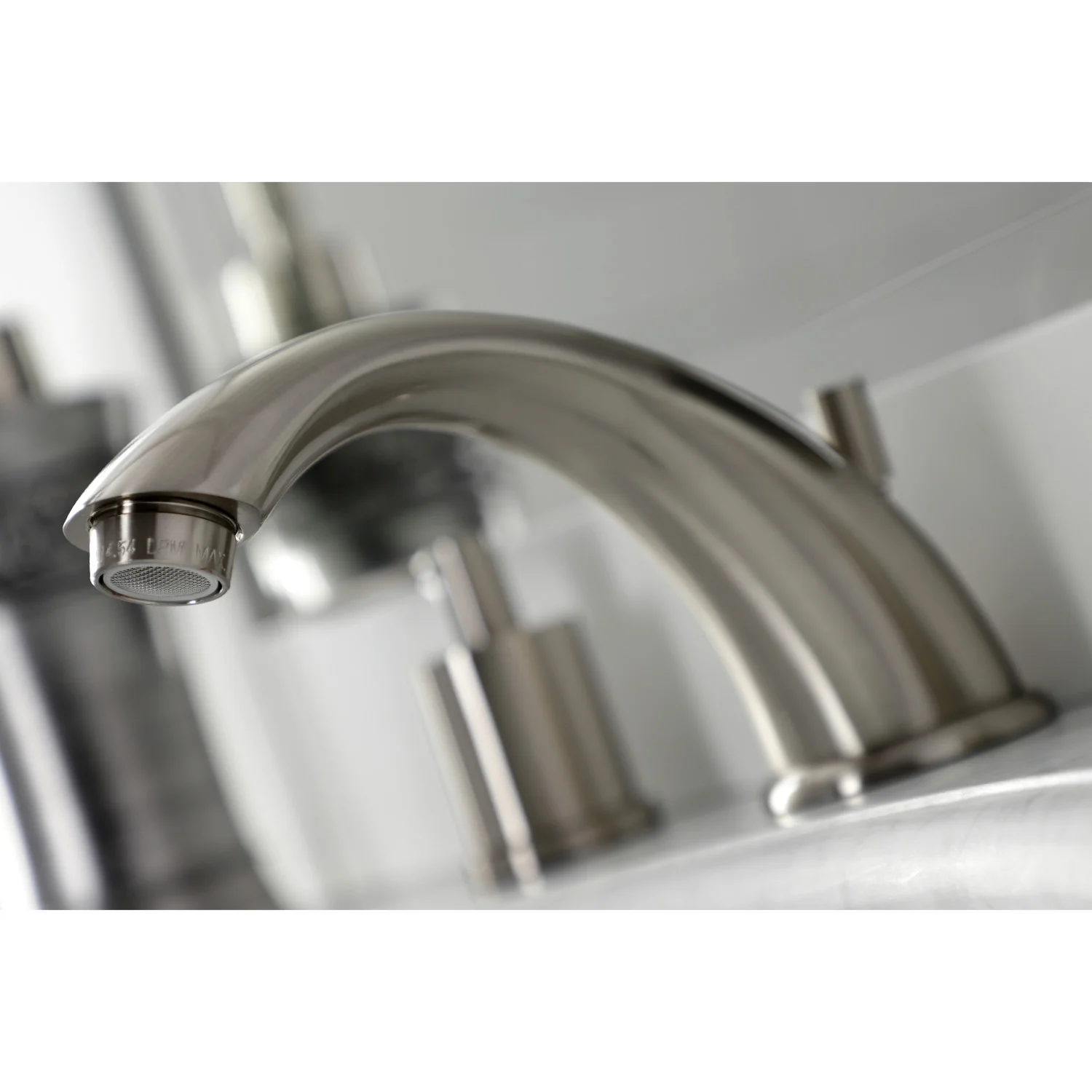 Kingston Tulare KB8968SVL - Serena Two-Handle 3-Hole Deck Mount Widespread Bathroom Faucet with Pop-Up Drain, Brushed Nickel - Image 4
