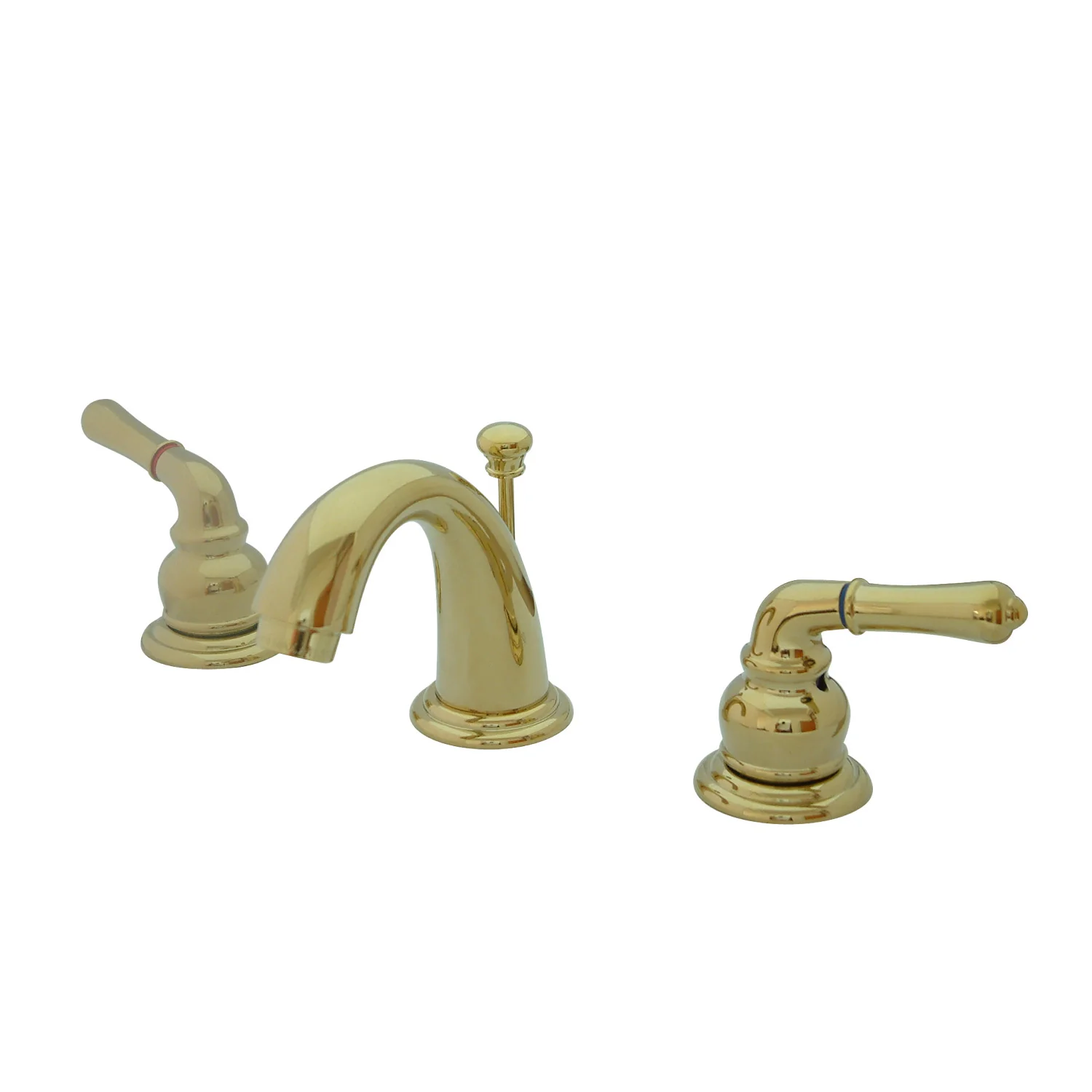 Kingston Tulare KB912 - Magellan Two-Handle 3-Hole Deck Mount Widespread Bathroom Faucet with Pop-Up Drain, Polished Brass