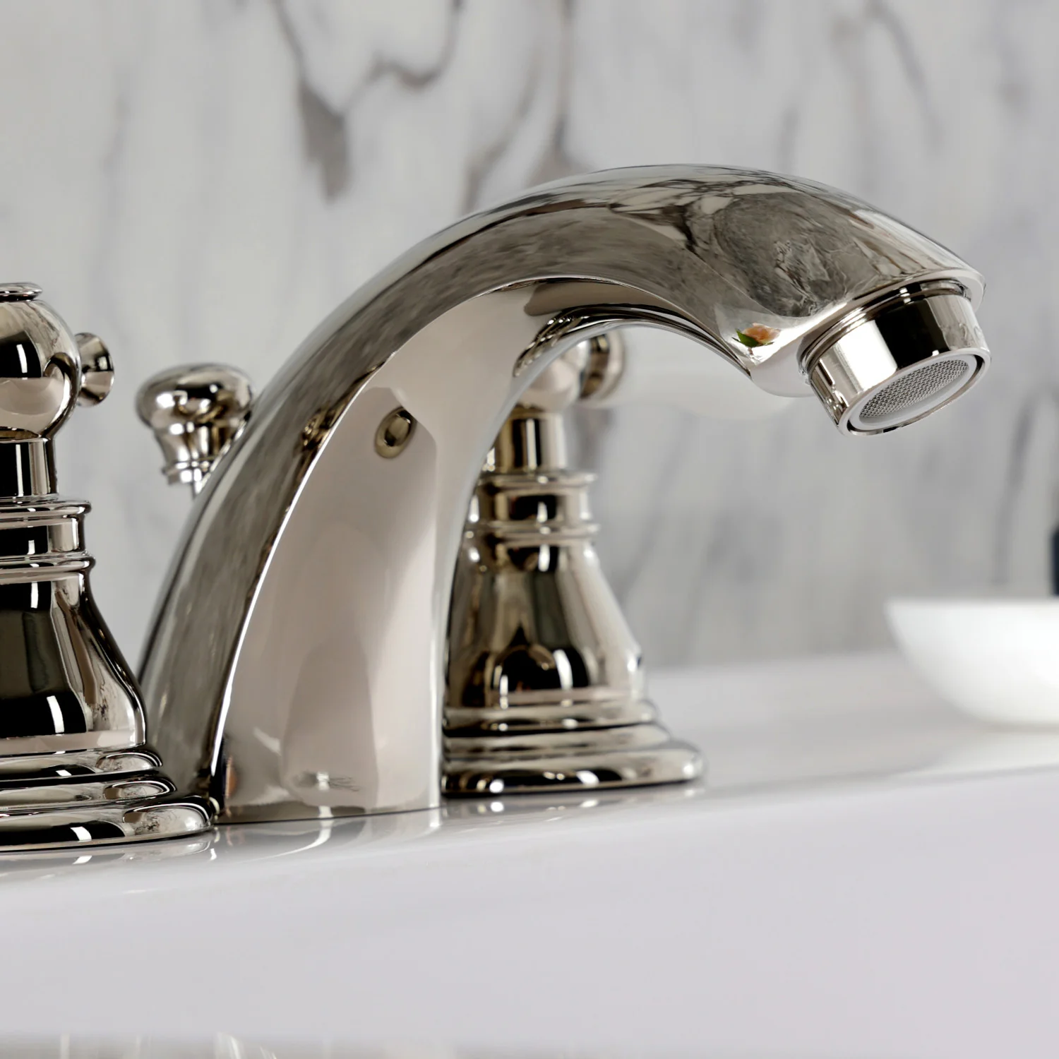 Kingston Tulare KB956APLPN - American Patriot Two-Handle 3-Hole Deck Mount Mini-Widespread Bathroom Faucet with Pop-Up Drain, Polished Nickel - Image 6