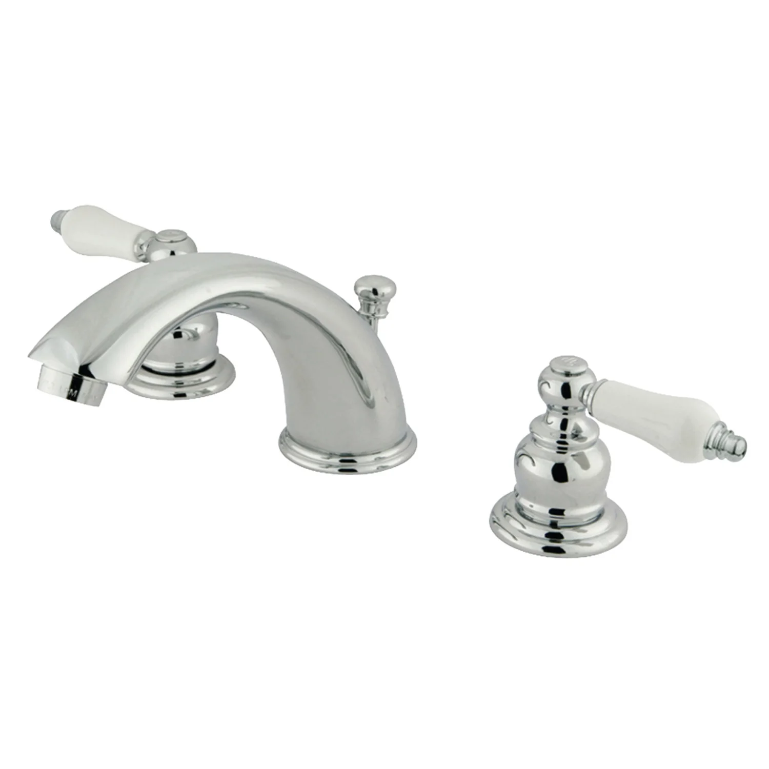 Kingston Heirloom KB971B - Victorian Two-Handle 3-Hole Deck Mount Widespread Bathroom Faucet with Pop-Up Drain, Polished Chrome