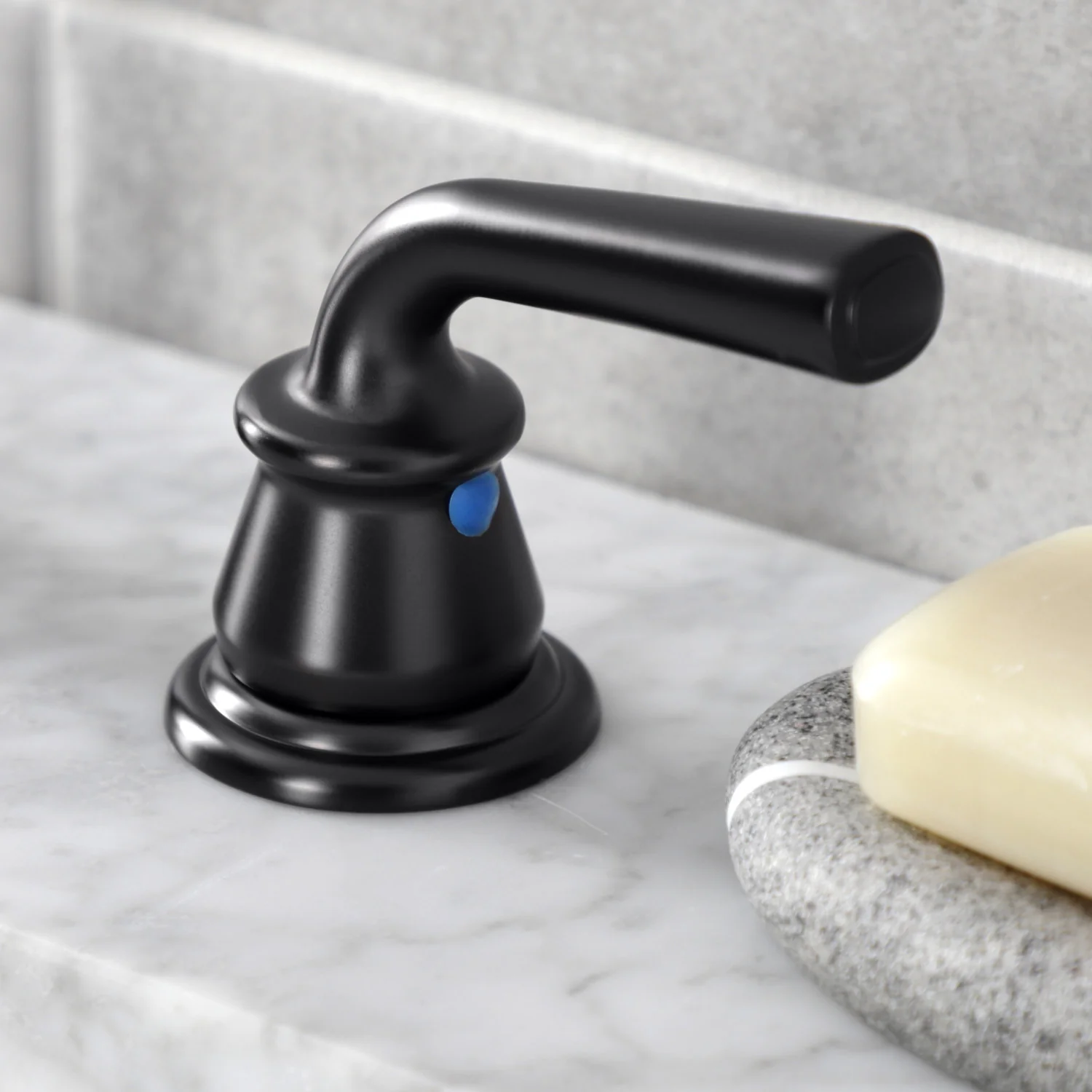 Kingston Tulare KB980RXL - Restoration Two-Handle 3-Hole Deck Mount Widespread Bathroom Faucet with Pop-Up Drain, Matte Black - Image 4