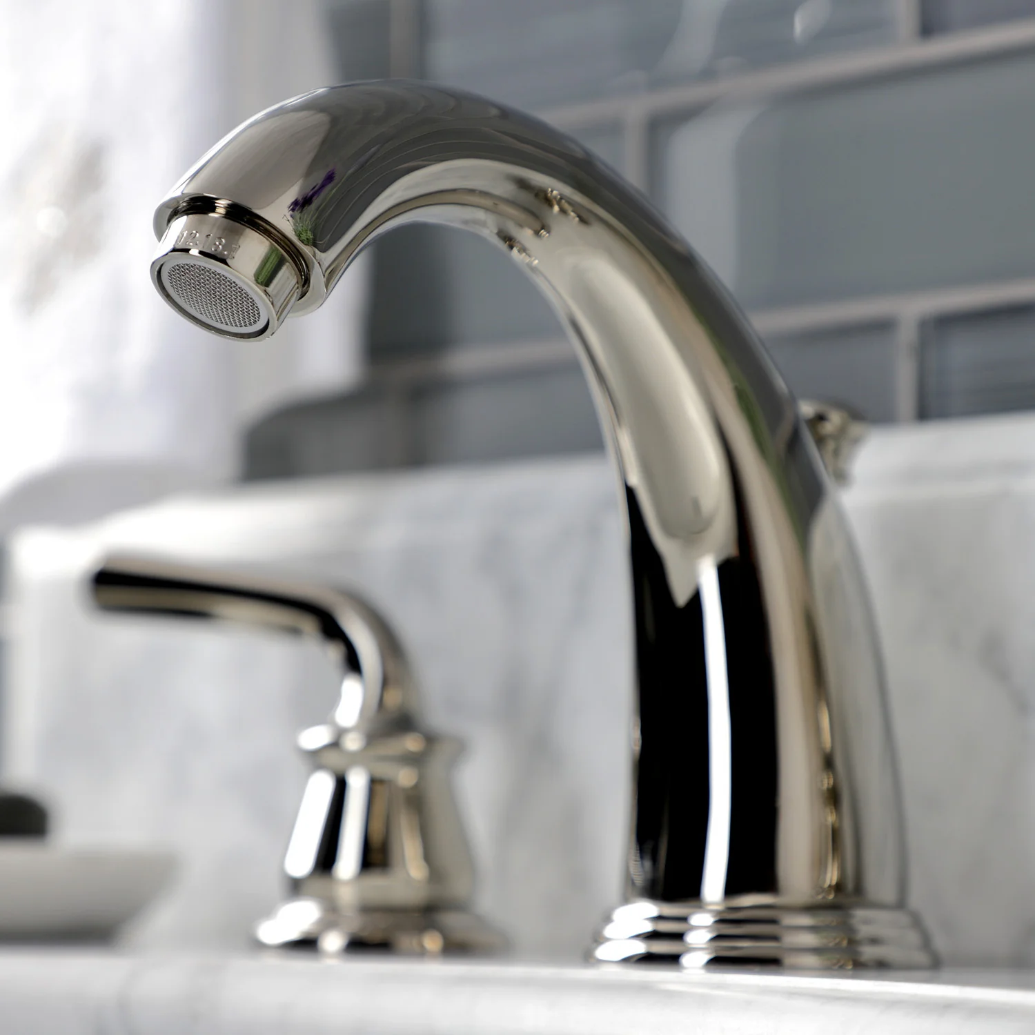 Kingston Tulare KB986RXLPN - Restoration Two-Handle 3-Hole Deck Mount Widespread Bathroom Faucet with Pop-Up Drain, Polished Nickel - Image 5