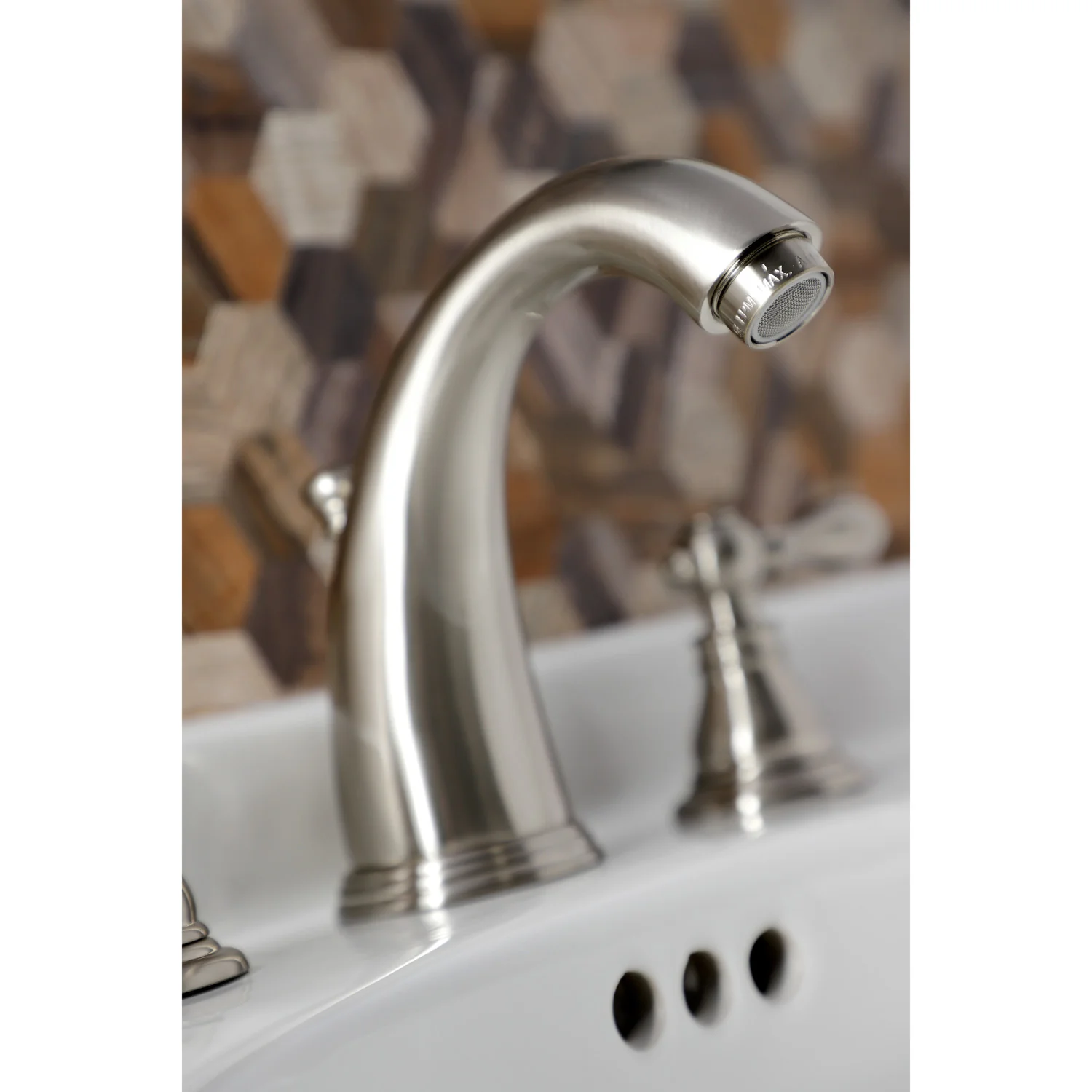 Kingston Tulare KB988ACL - American Classic Two-Handle 3-Hole Deck Mount Widespread Bathroom Faucet with Pop-Up Drain, Brushed Nickel - Image 2