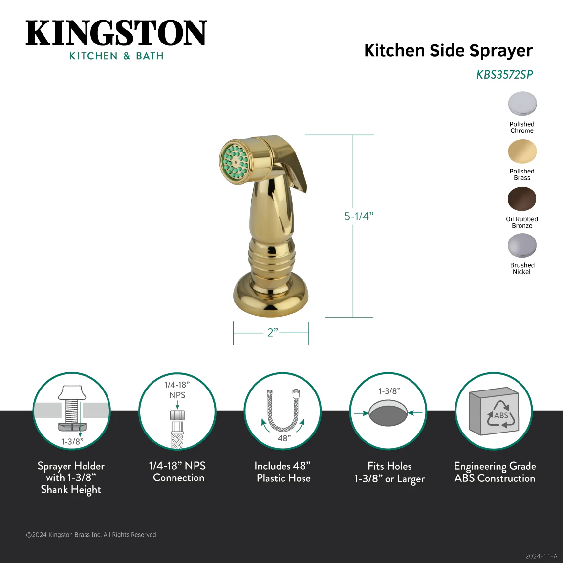 Kingston Made To Match KBS3575SP Plastic Kitchen Faucet Side Sprayer, Oil Rubbed Bronze - Image 2