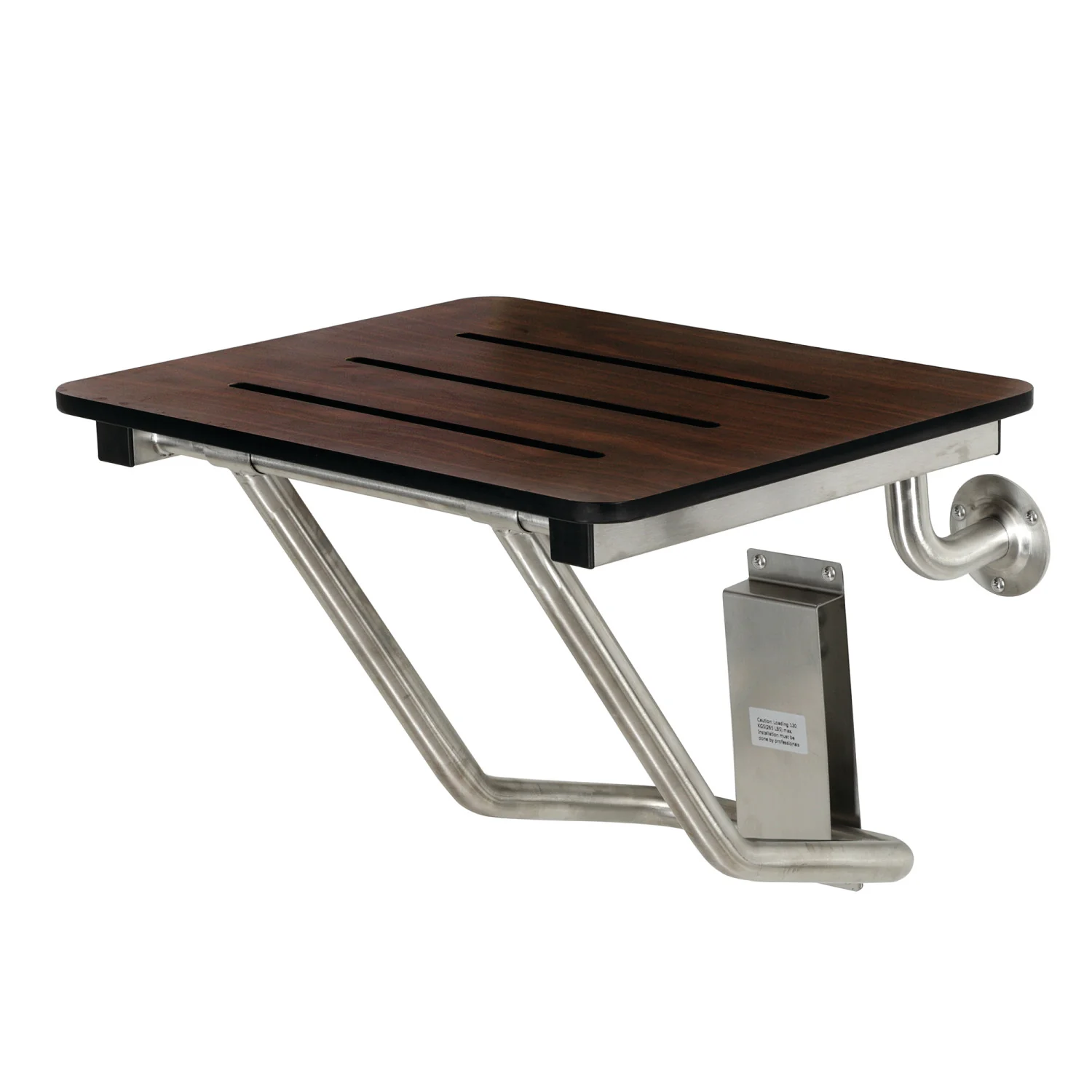 Kingston Tulare KBSS1816MW - ADAscape 18-Inch x 16-Inch Wall Mount Fold Down Shower Seat, Dark Mahogany Wood Grain/Stainless Steel