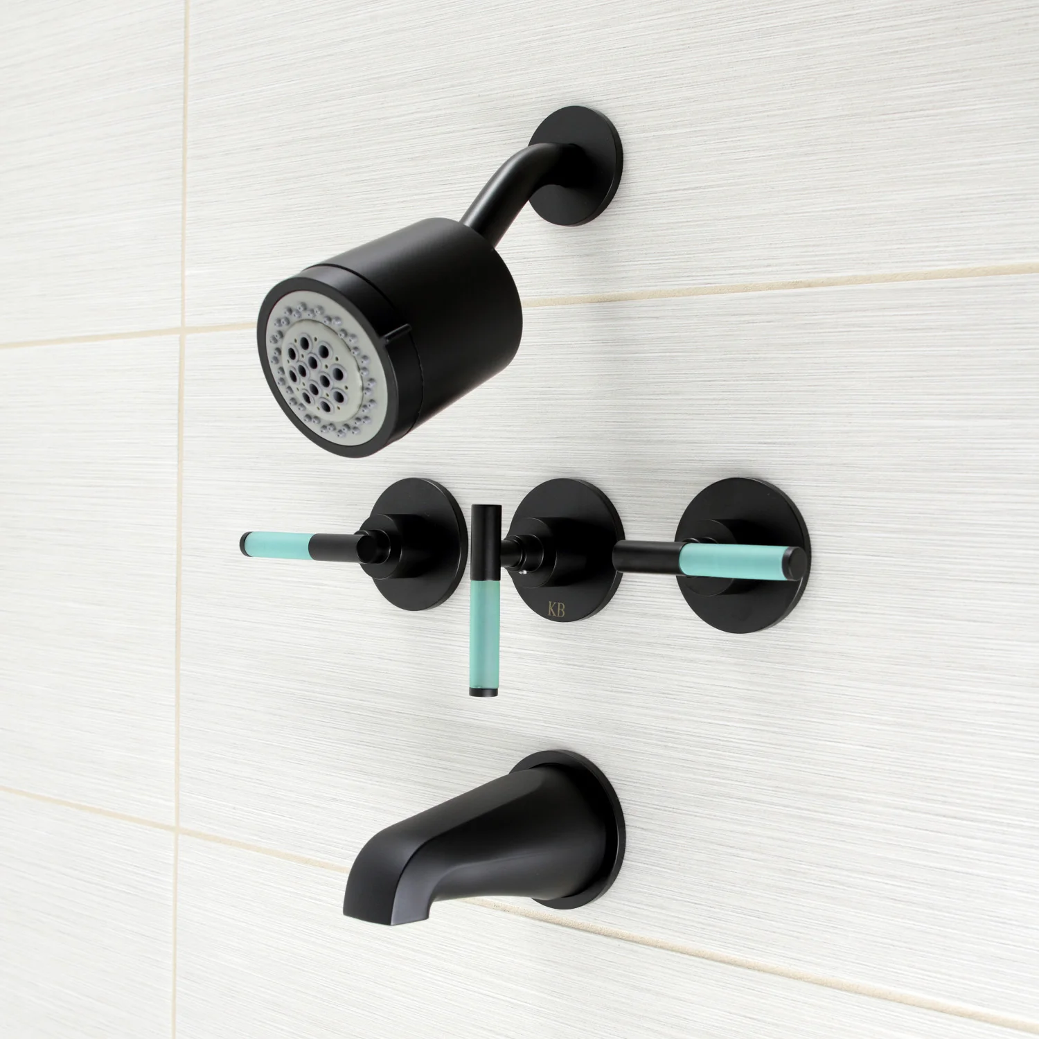 Kingston Sona KBX8130CKL - Kaiser Triple-Handle Tub and Shower Faucet, Matte Black - Image 3