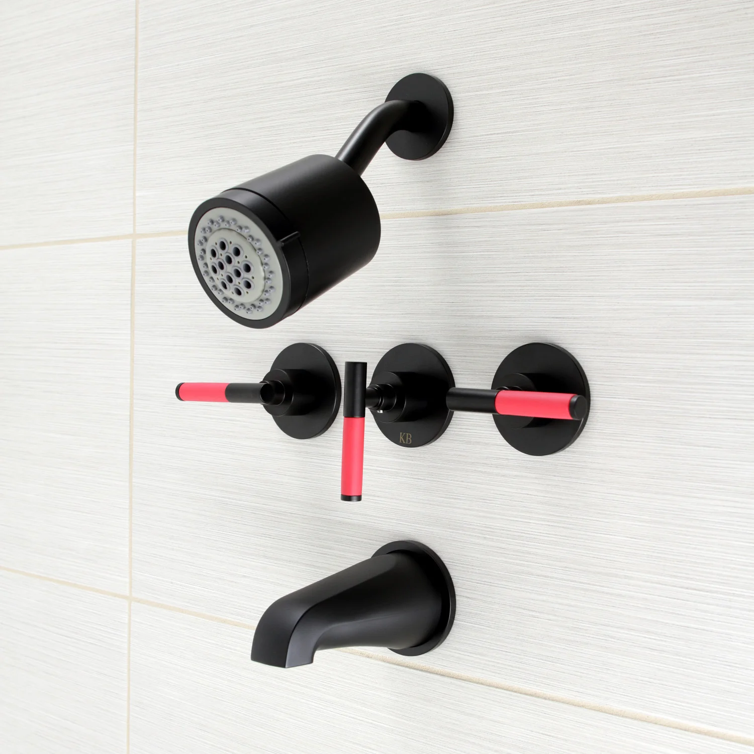 Kingston Sona KBX8130CKL - Kaiser Triple-Handle Tub and Shower Faucet, Matte Black - Image 5