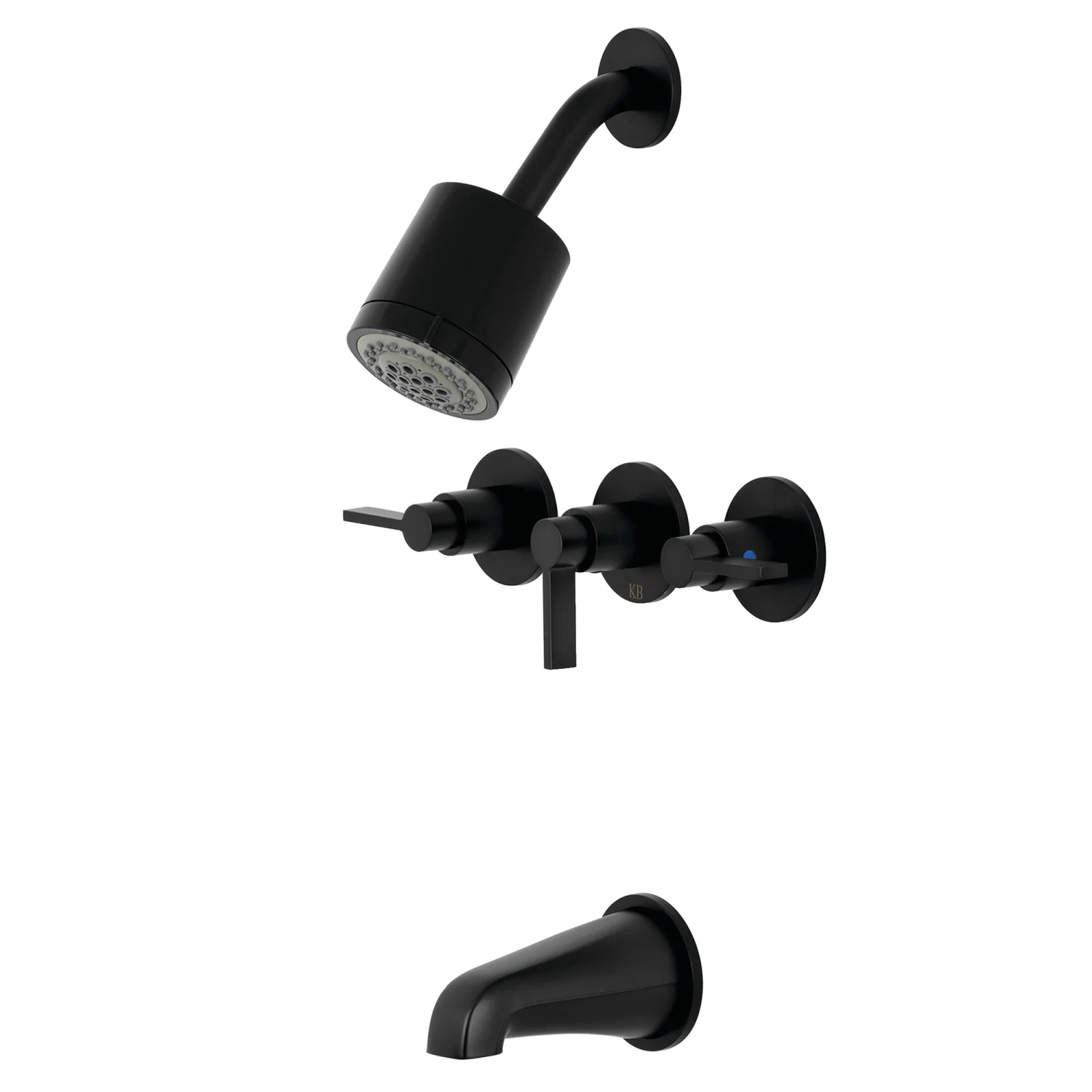 Kingston Sona KBX8130NDL - NuvoFusion Triple-Handle Tub and Shower Faucet, Matte Black