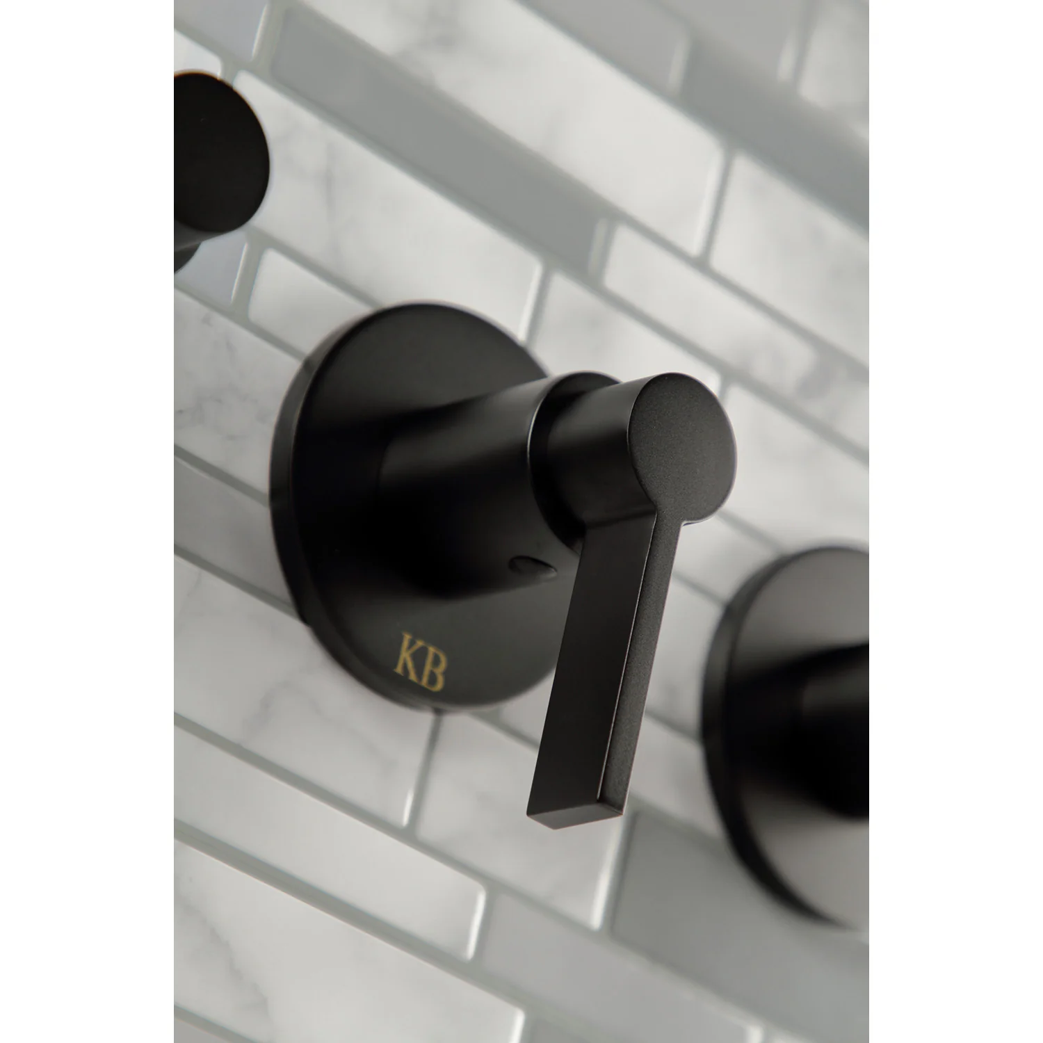 Kingston Sona KBX8130NDL - NuvoFusion Triple-Handle Tub and Shower Faucet, Matte Black - Image 2