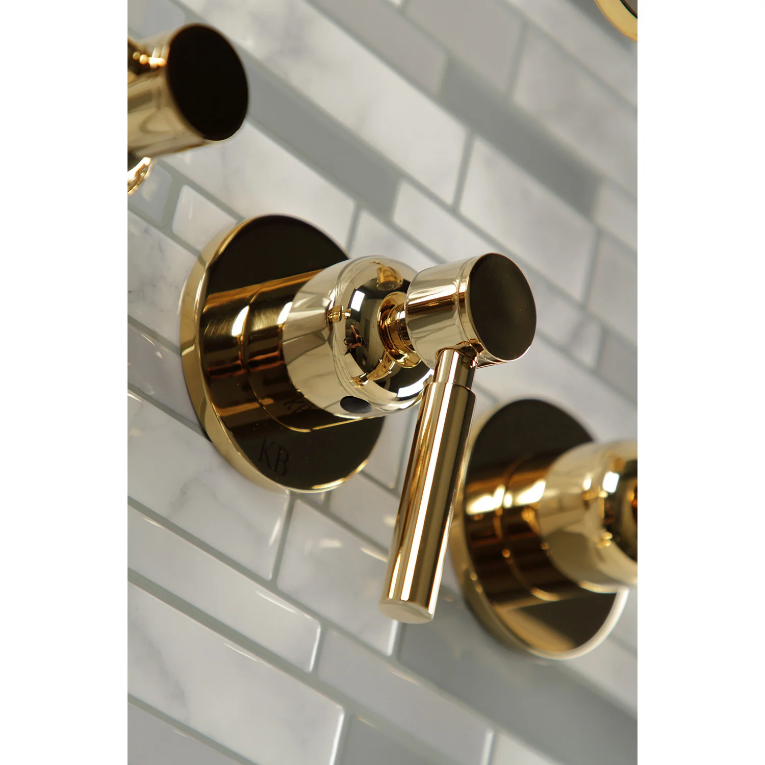 Kingston Sona KBX8132DL - Concord Triple-Handle Tub and Shower Faucet, Polished Brass - Image 2