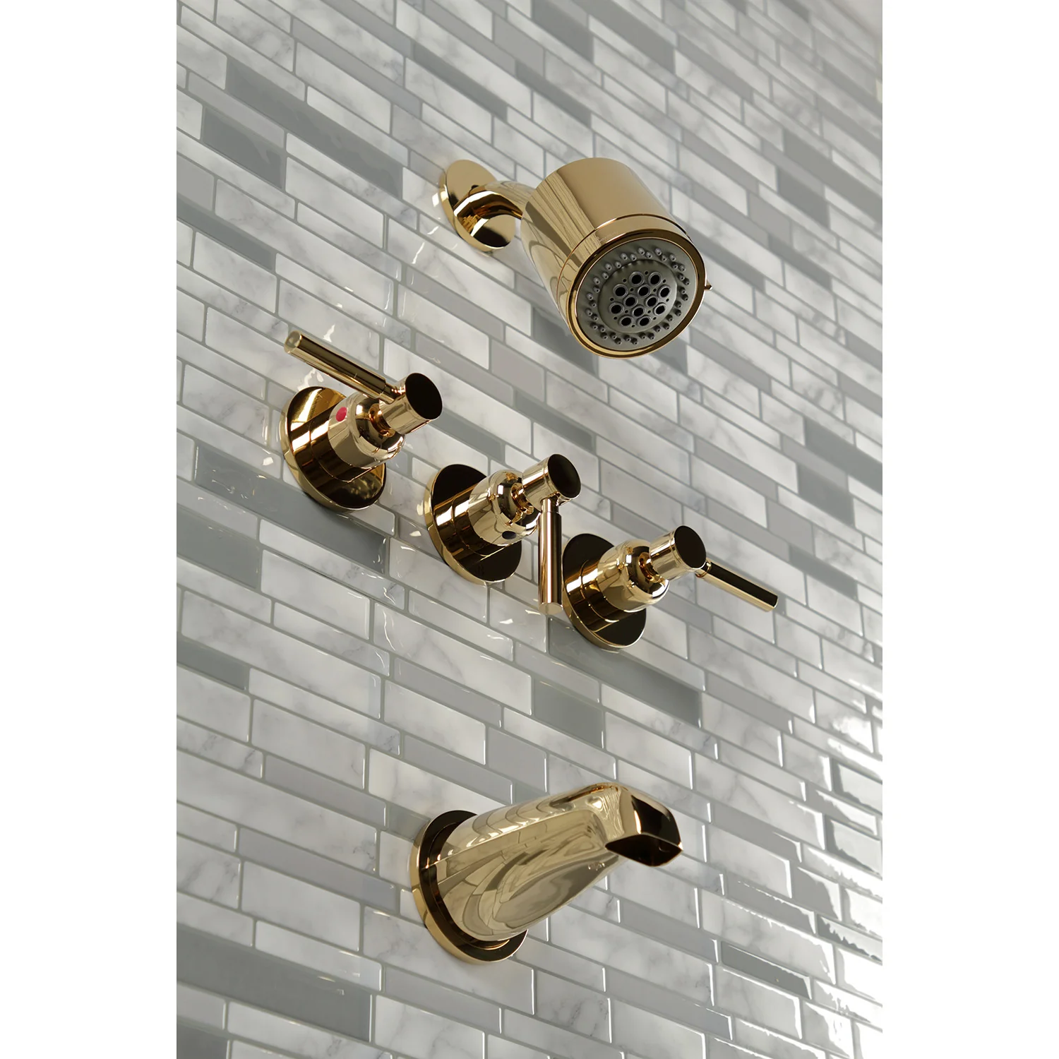 Kingston Sona KBX8132DL - Concord Triple-Handle Tub and Shower Faucet, Polished Brass - Image 7