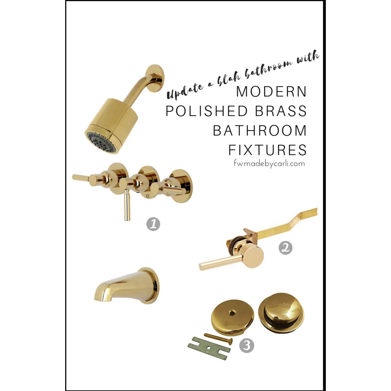 Kingston Sona KBX8132DL - Concord Triple-Handle Tub and Shower Faucet, Polished Brass - Image 9