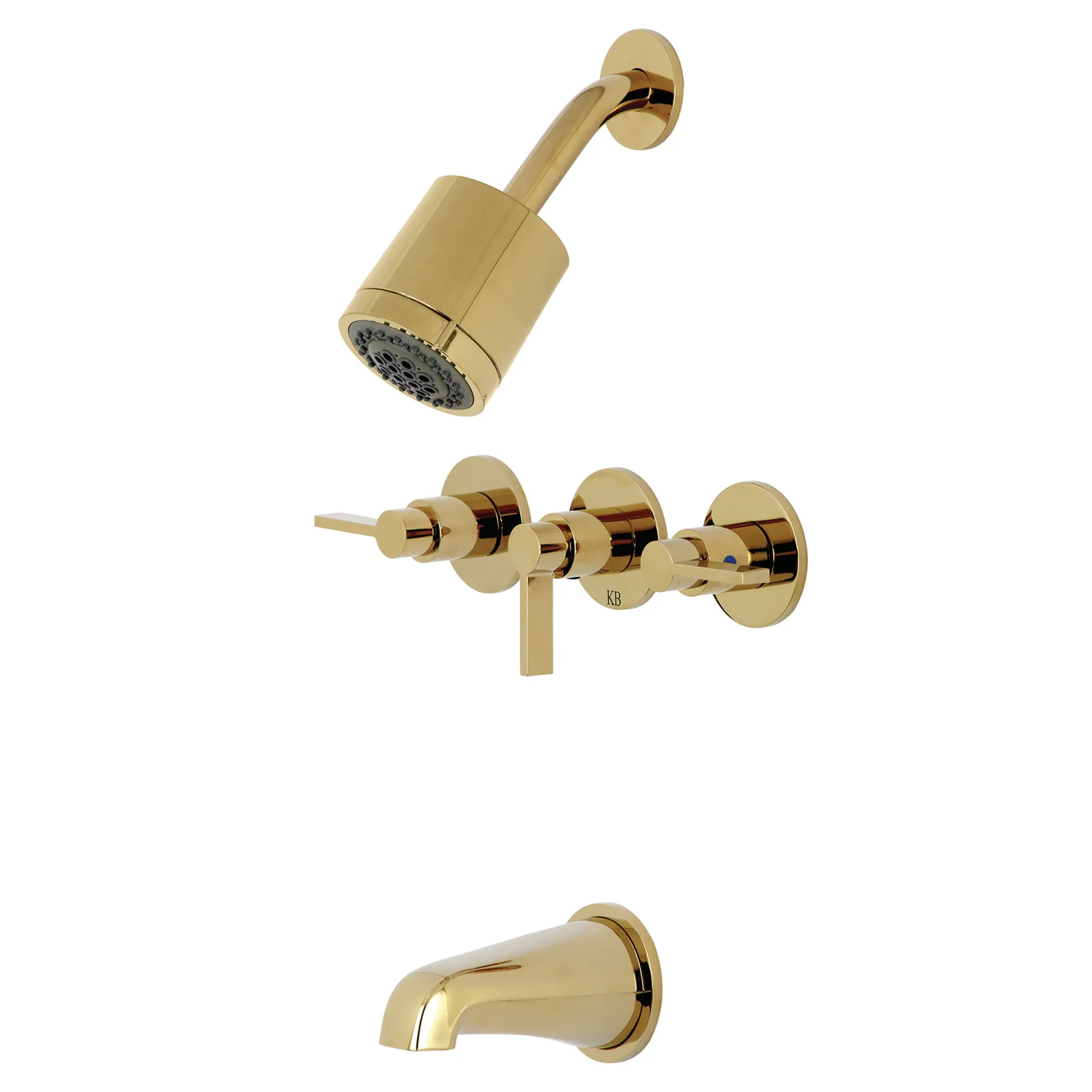 Kingston Sona KBX8132NDL - NuvoFusion Triple-Handle Tub and Shower Faucet, Polished Brass