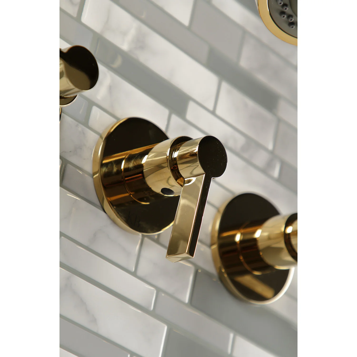 Kingston Sona KBX8132NDL - NuvoFusion Triple-Handle Tub and Shower Faucet, Polished Brass - Image 2